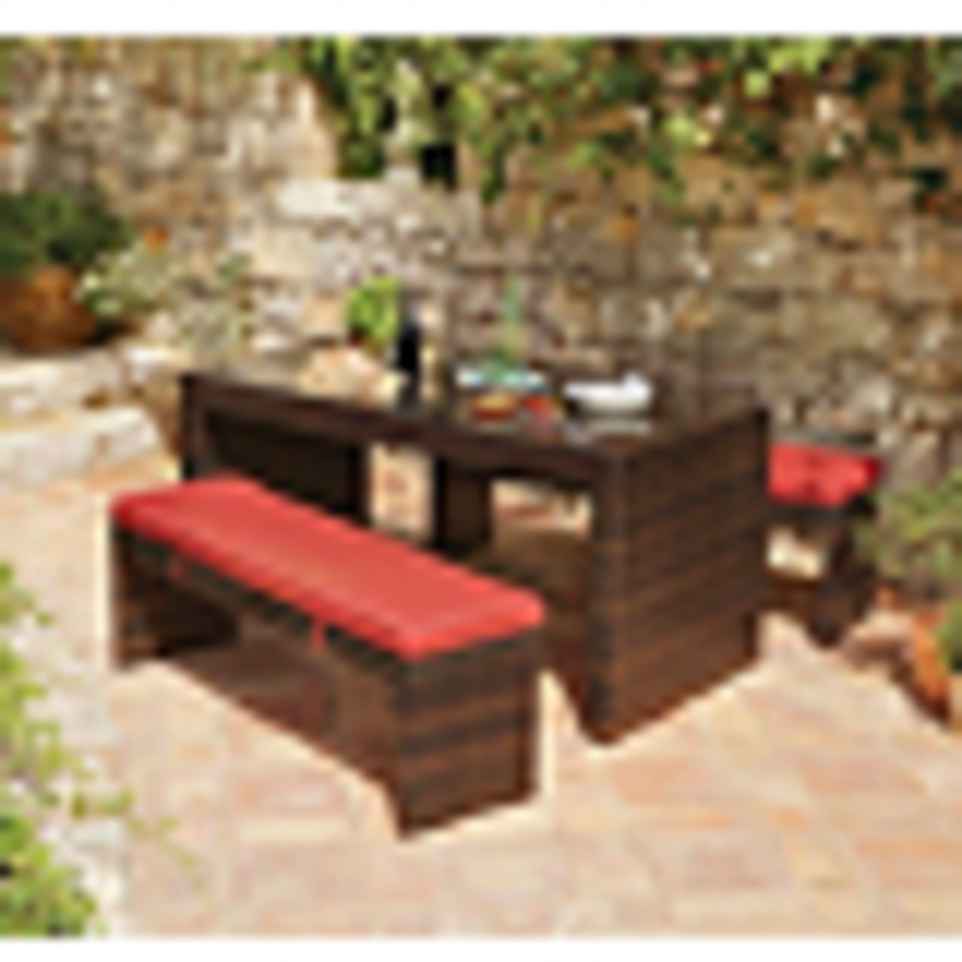 Jakarta 3pc deluxe bench dining set, red colour. New and boxed. See picture for design. RRP £329. - Image 2 of 7