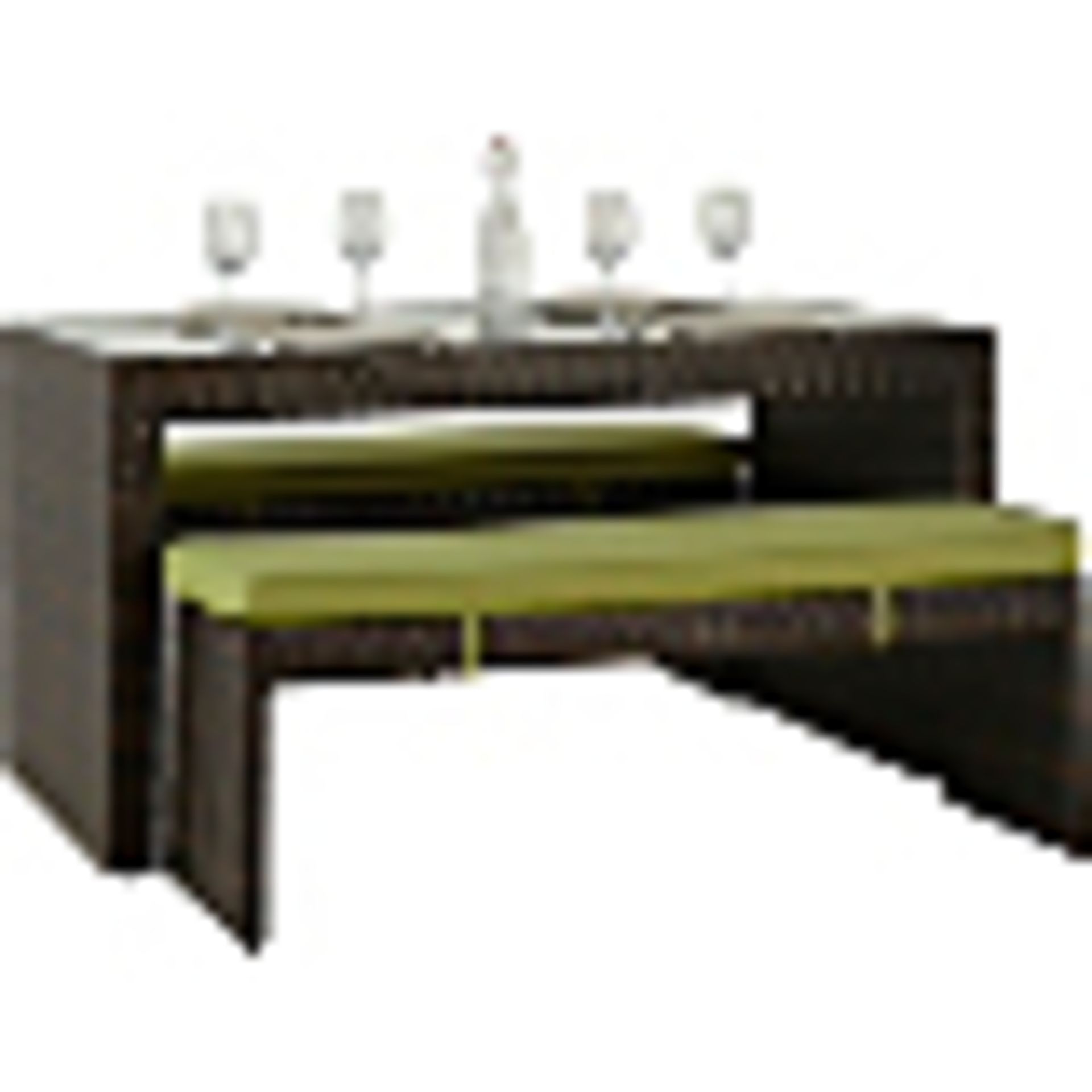 Jakarta 3pc deluxe bench dining set, olive green colour. New and boxed. See picture for design.