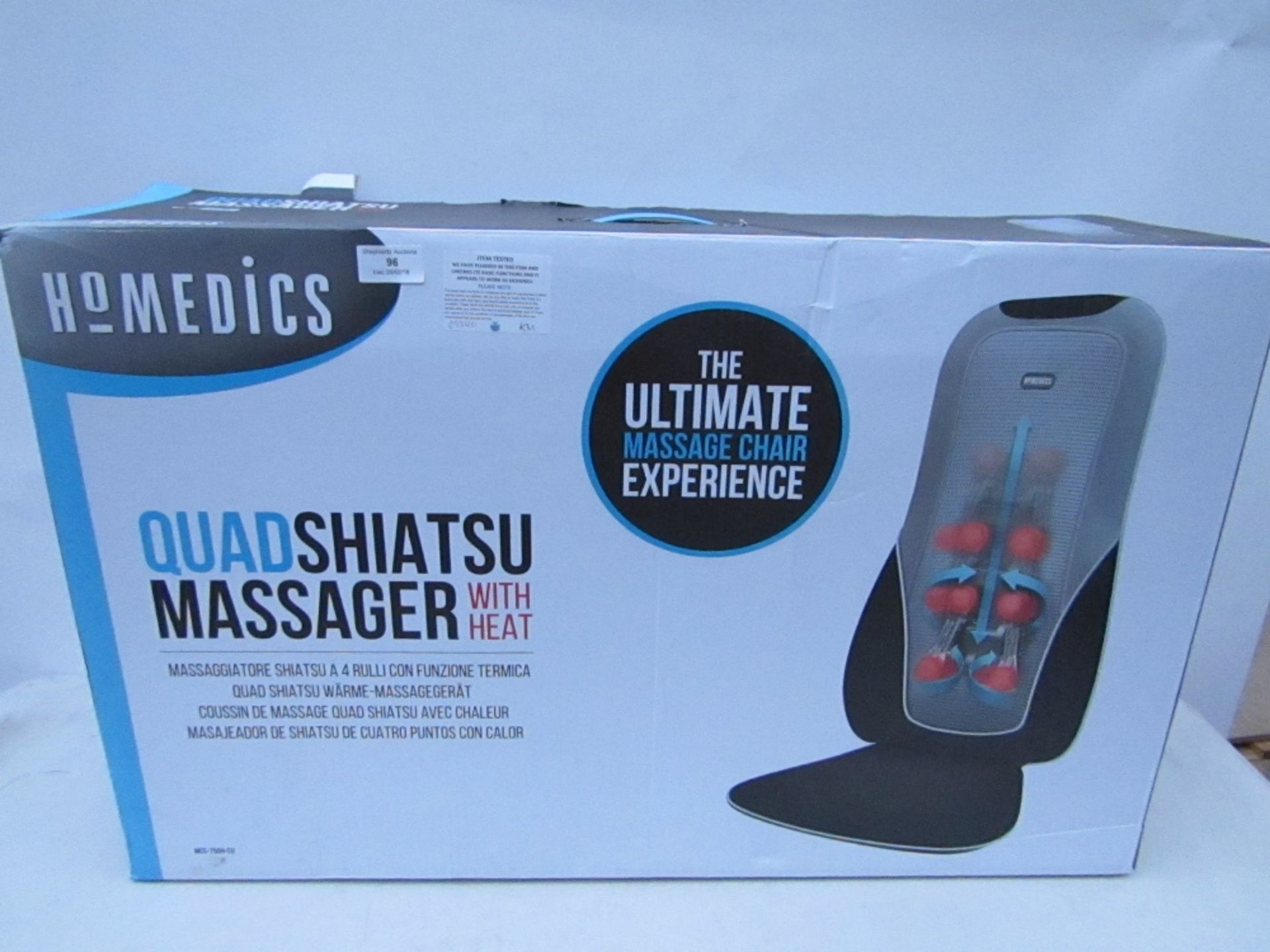 Homedics quad shiatsu massager with heat.Tested working & boxed.