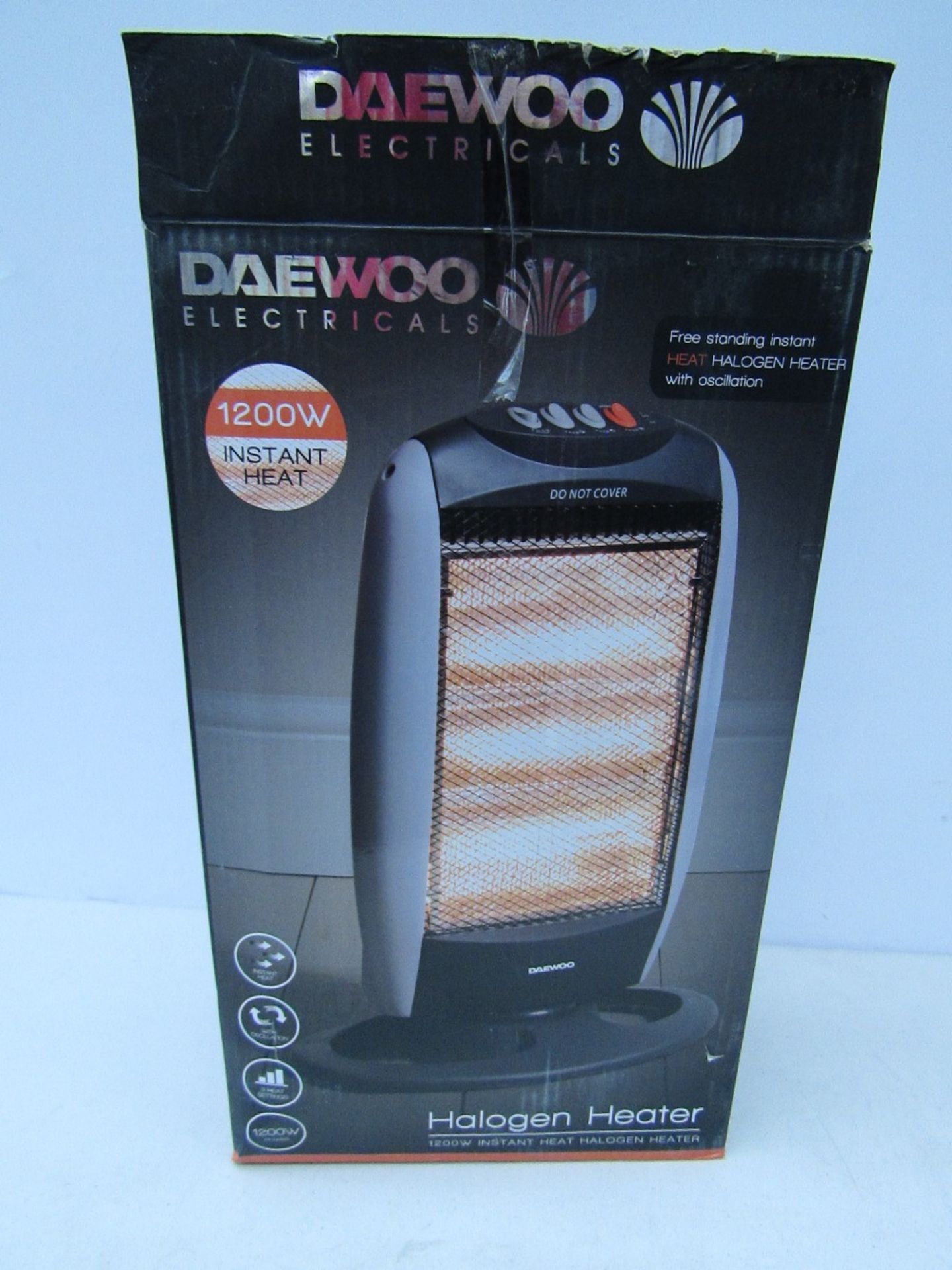 Daewoo Electricals 1200w instant heat halogen heater. Tested working & boxed.