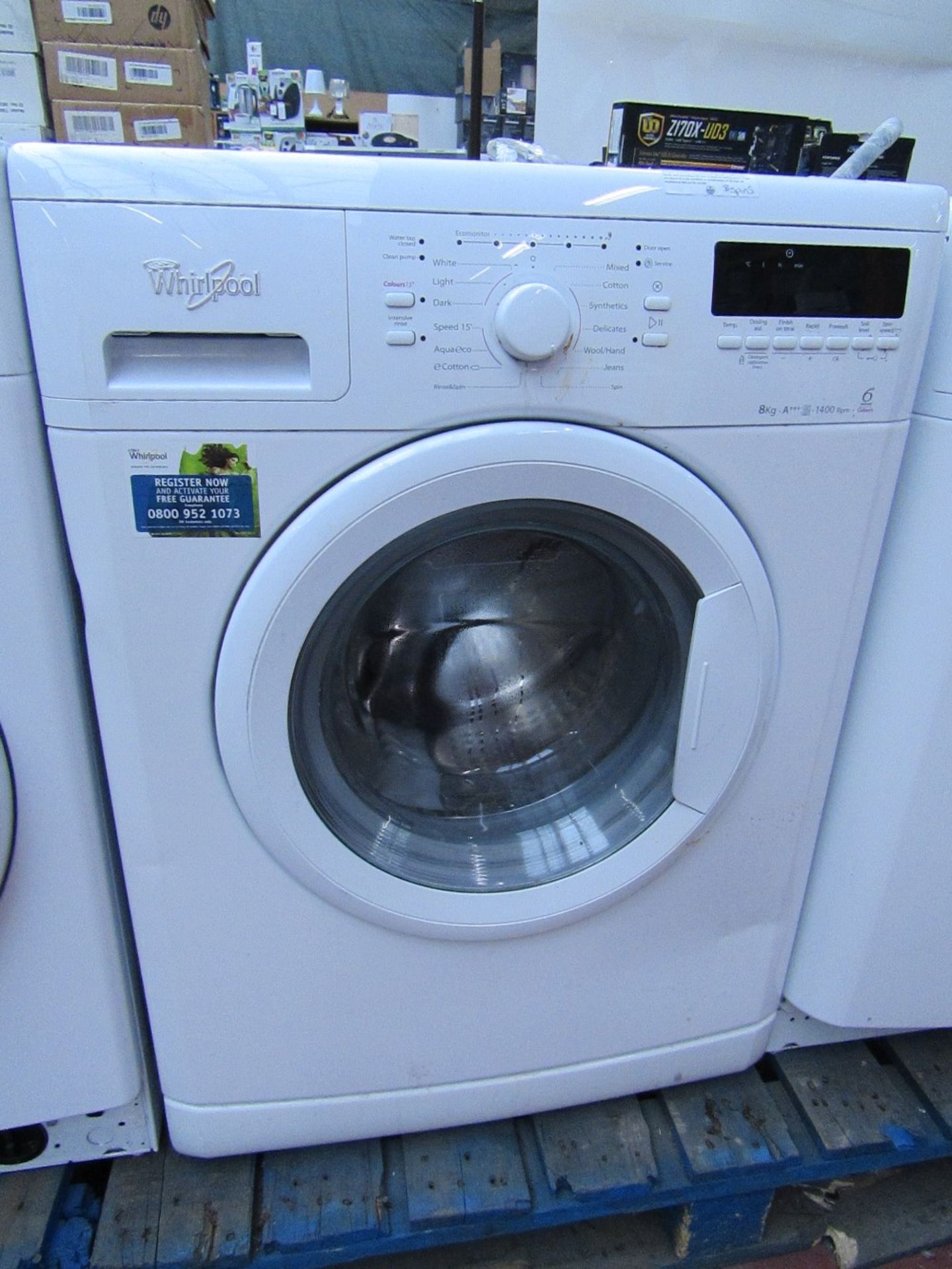 Whirlpool 6th sense Colours 8KG washing machine powers on and Spins.