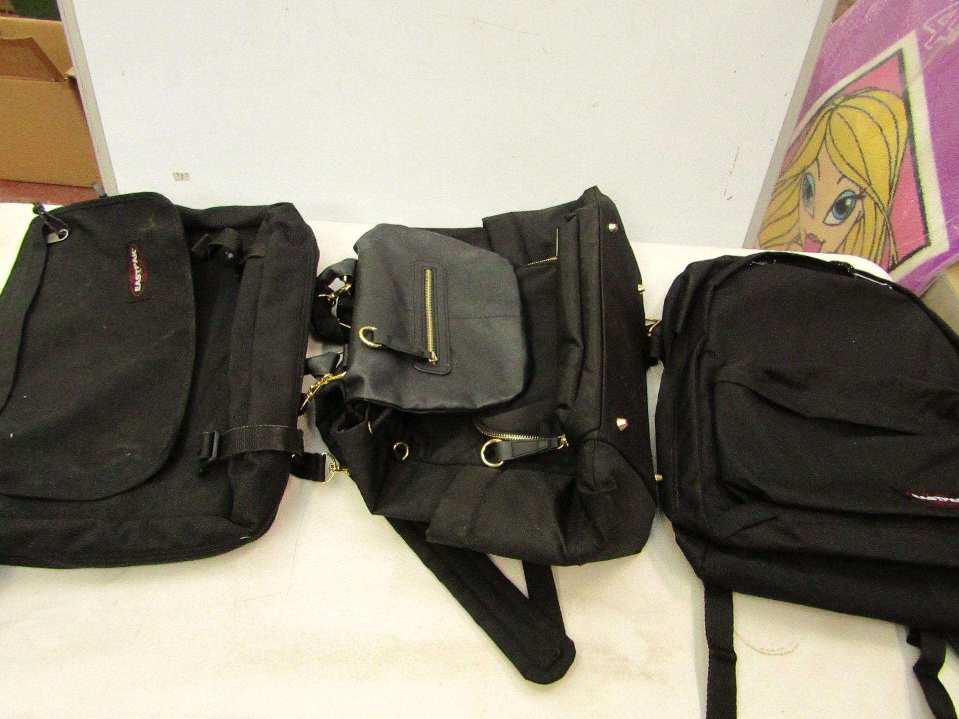 1 x Eastpak Backpack, 1 x Eastpak Messenger Bag & 1 x Skip Hop Backpack