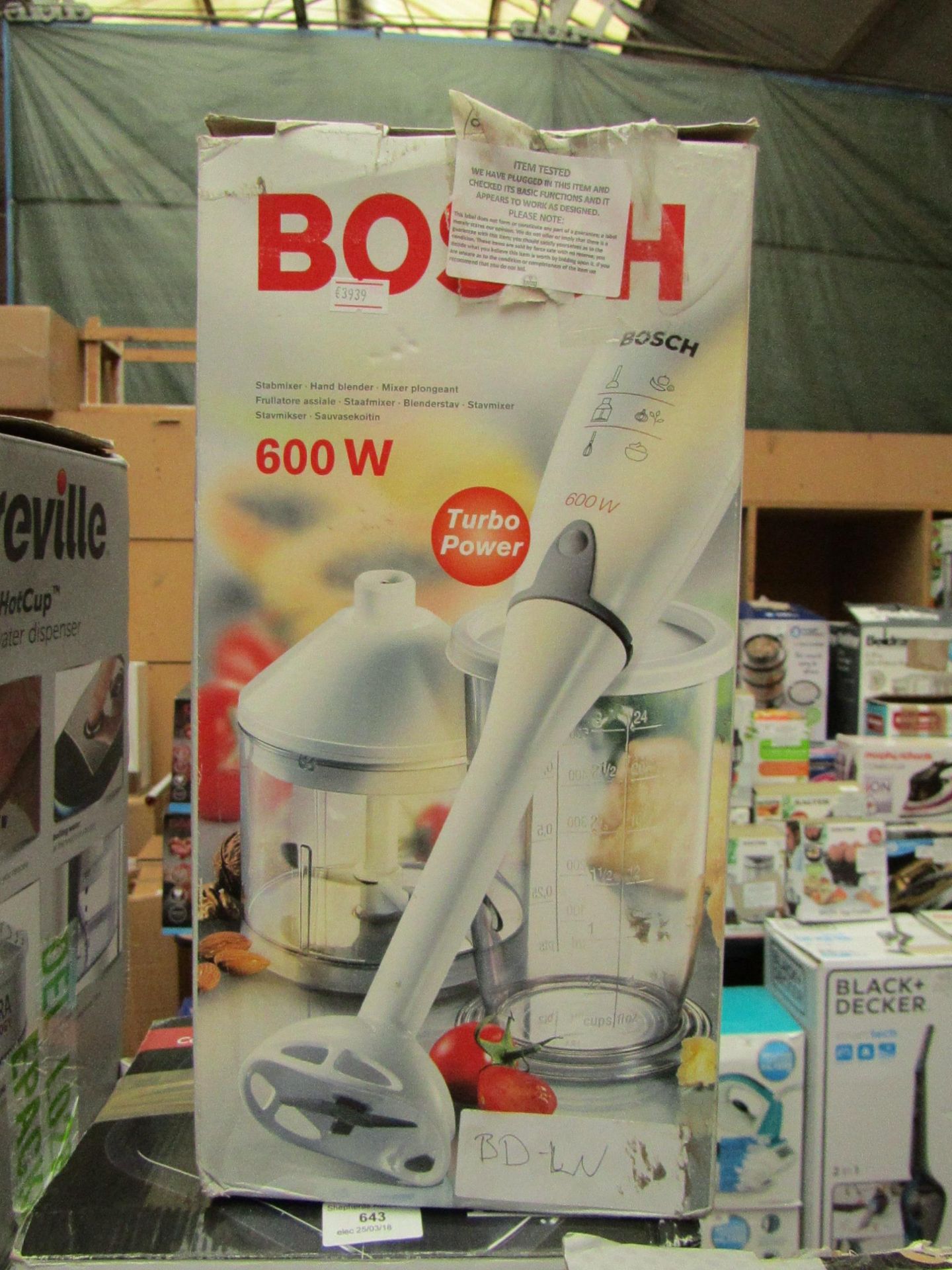 Bosch 600w handheld blender. Tested working & boxed.