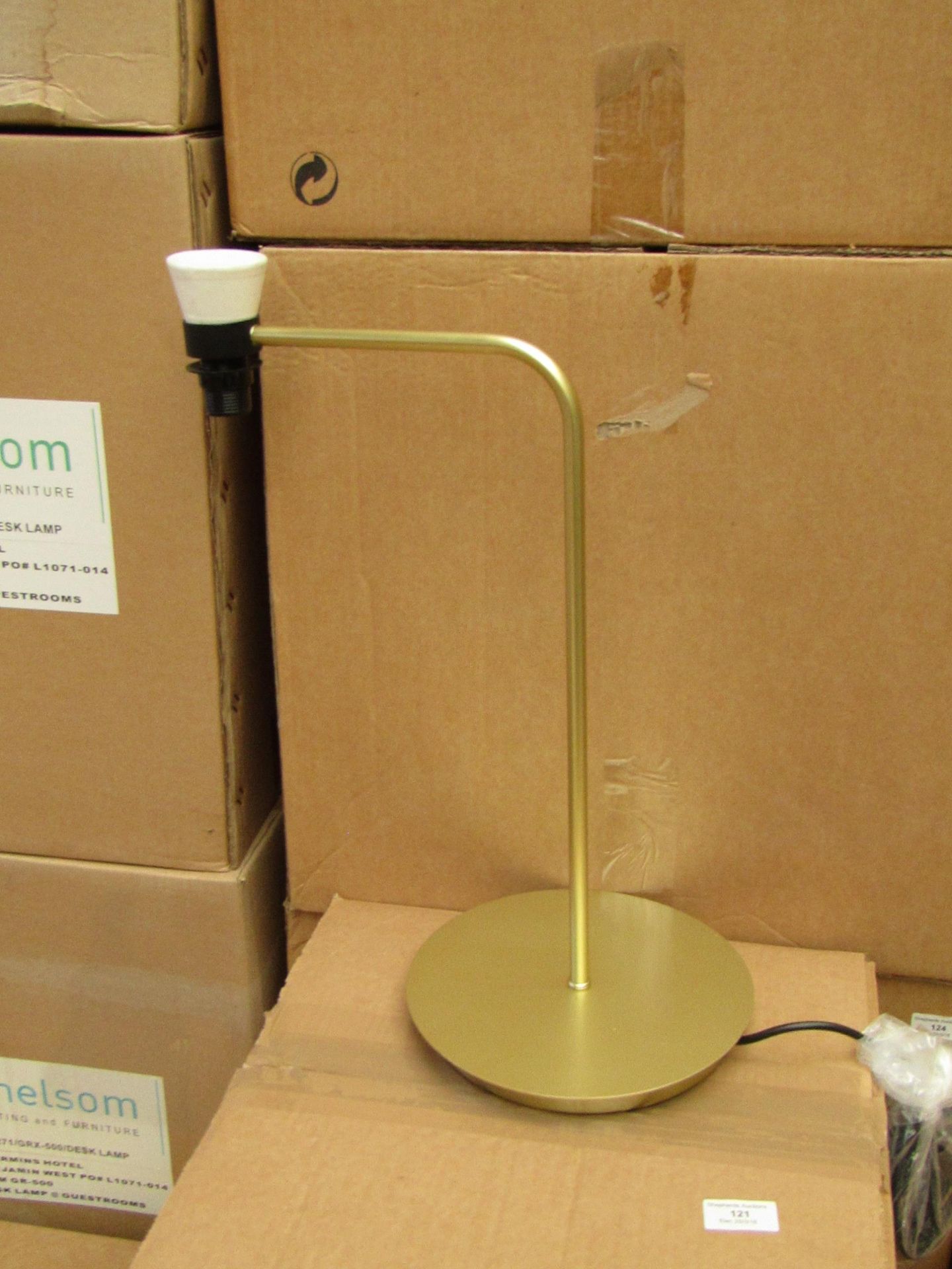 Chelsom brass effect desk lamp (22/13121/BL/LT3). New & boxed.