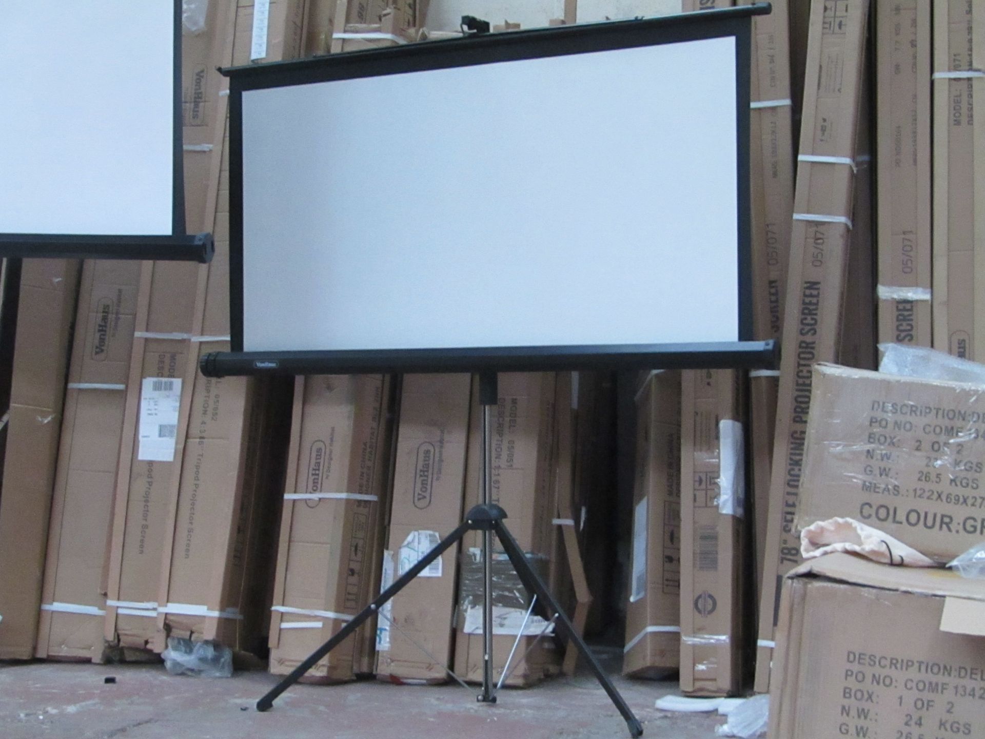 67" Tri-pod projector screen (1-1). Boxed. Please note by Bidding on this item you agree to the - Image 2 of 2