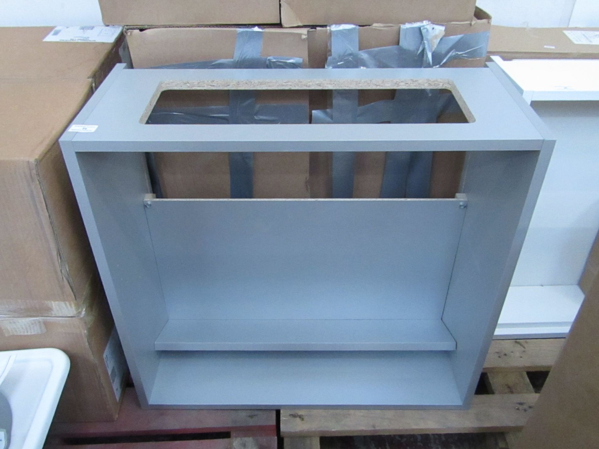 Portfolio basin unit carcase, frost grey colour W700 x D300 x H645mm, new and boxed.