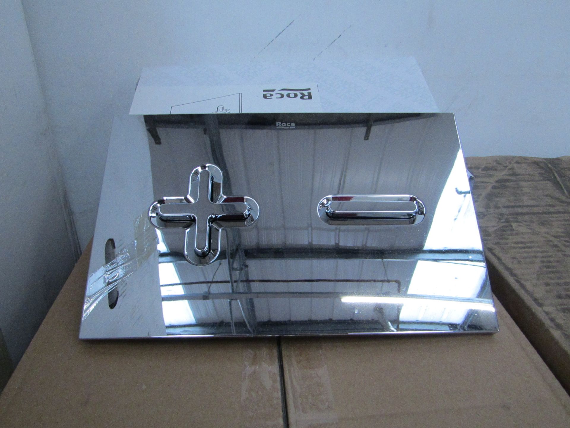 Roca PL6 dual chrome flush plate, new and boxed.