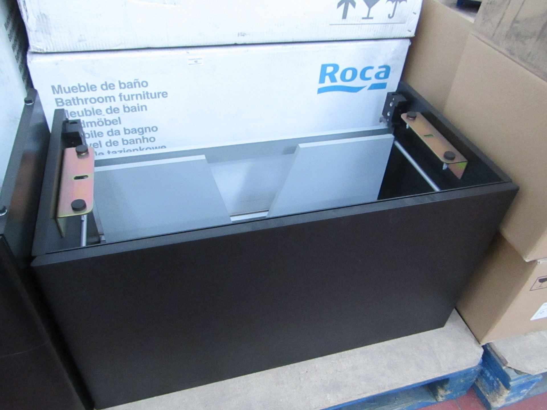 Roca Meridian Black colour basin base unit, 830mm x 450mm x 450mm, new and boxed.