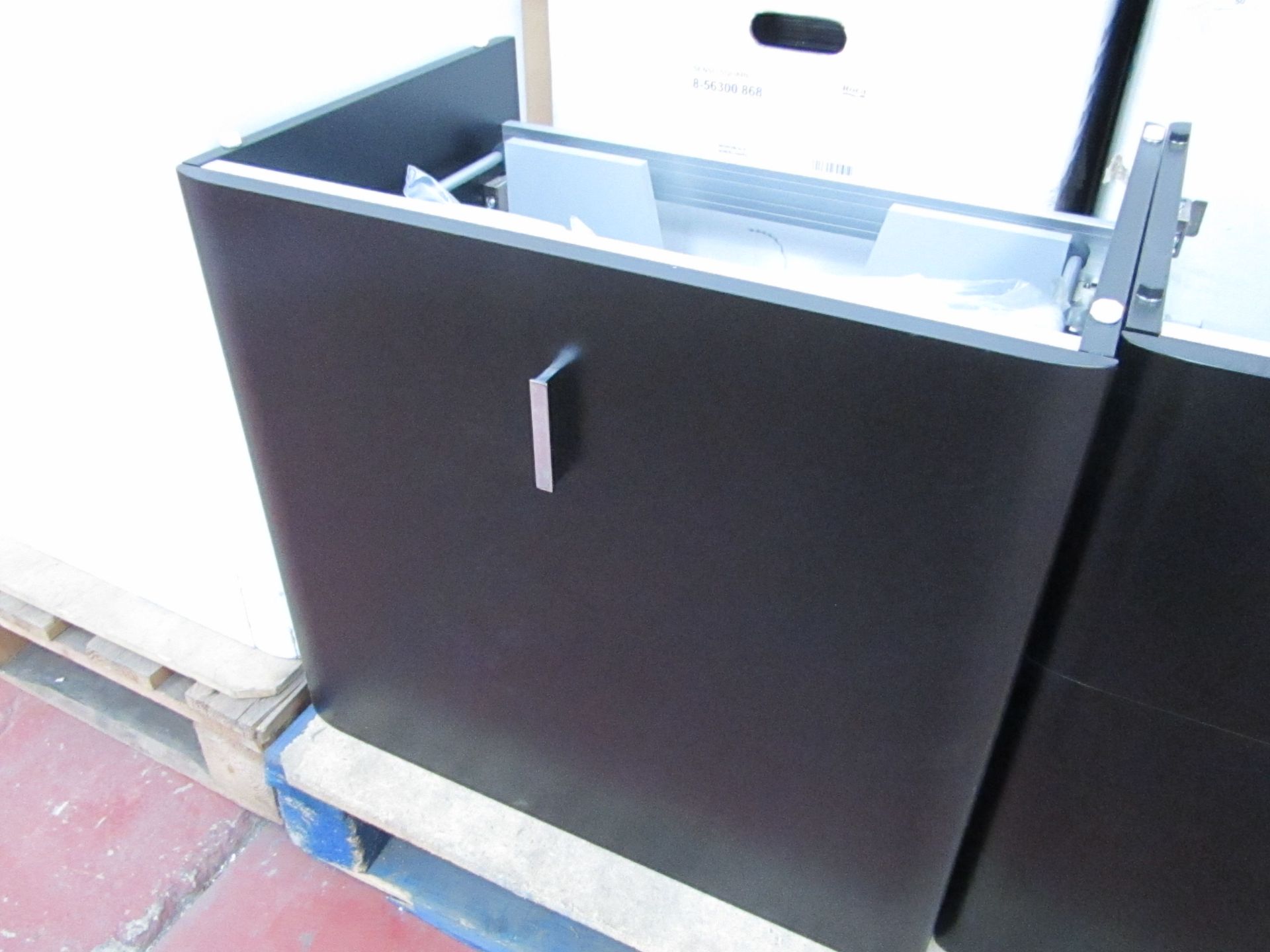 Roca Senso square black colour unit with 1 drawer. For use with 650 basins. New and boxed. RRP circa