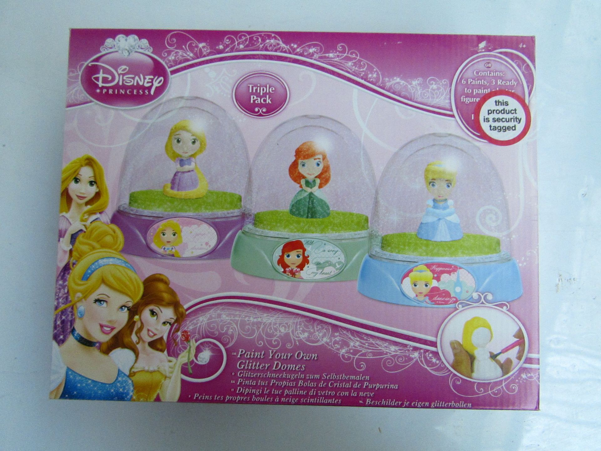 Disney Princess paint your own glitter domes, triple pack, new and boxed.