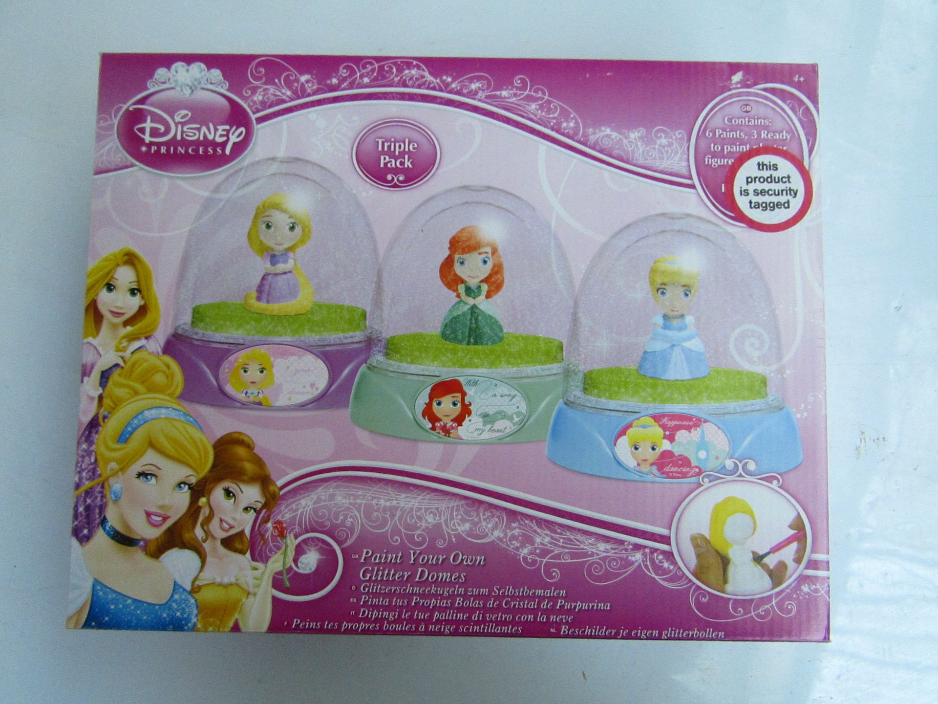 Disney Princess paint your own glitter domes, triple pack, new and boxed.