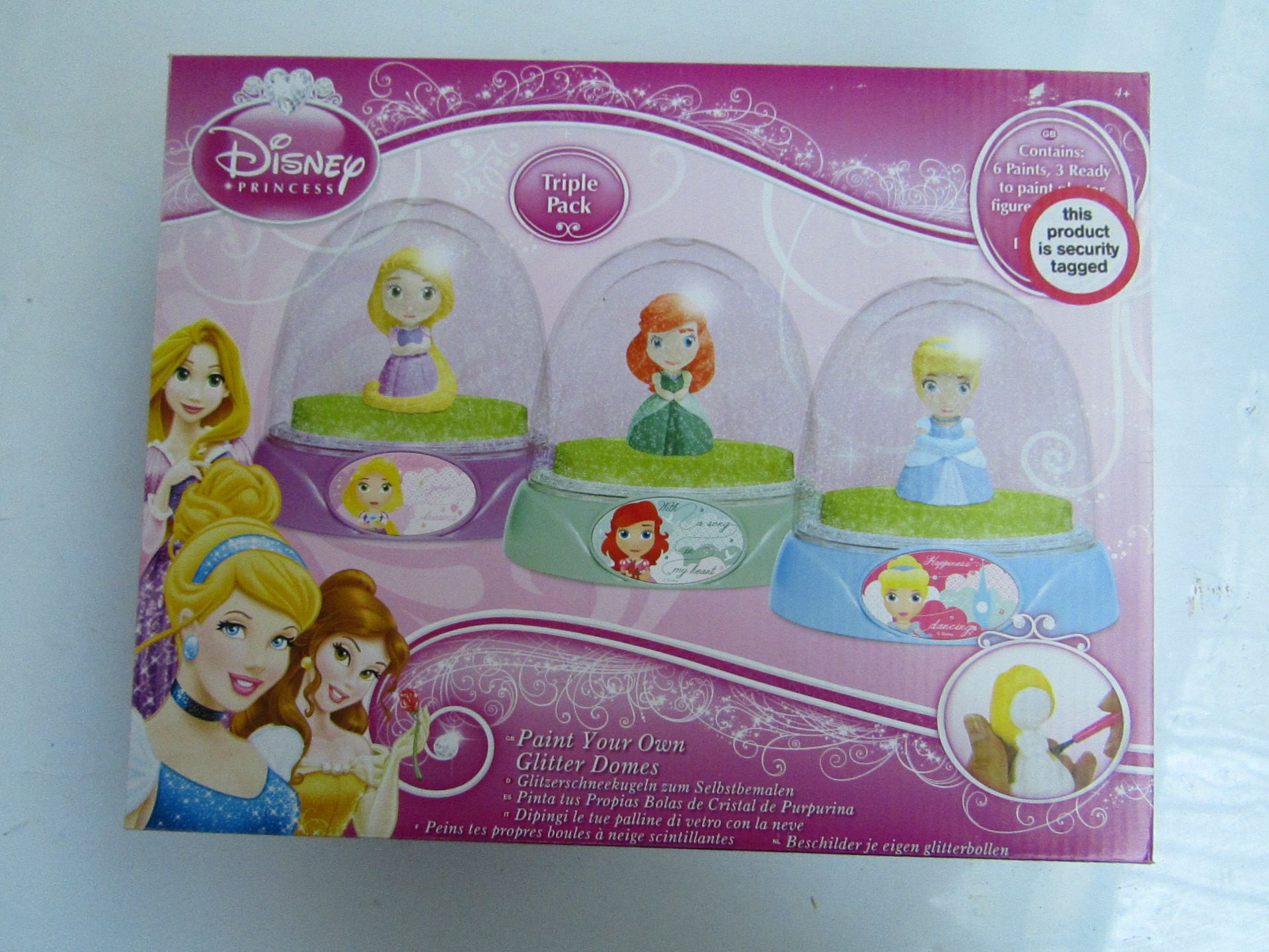 Disney Princess paint your own glitter domes, triple pack, new and boxed.