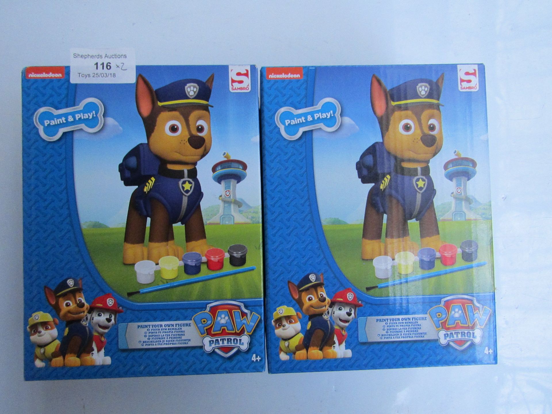 2x Paw Patrol paint and play your own figures, new and boxed.