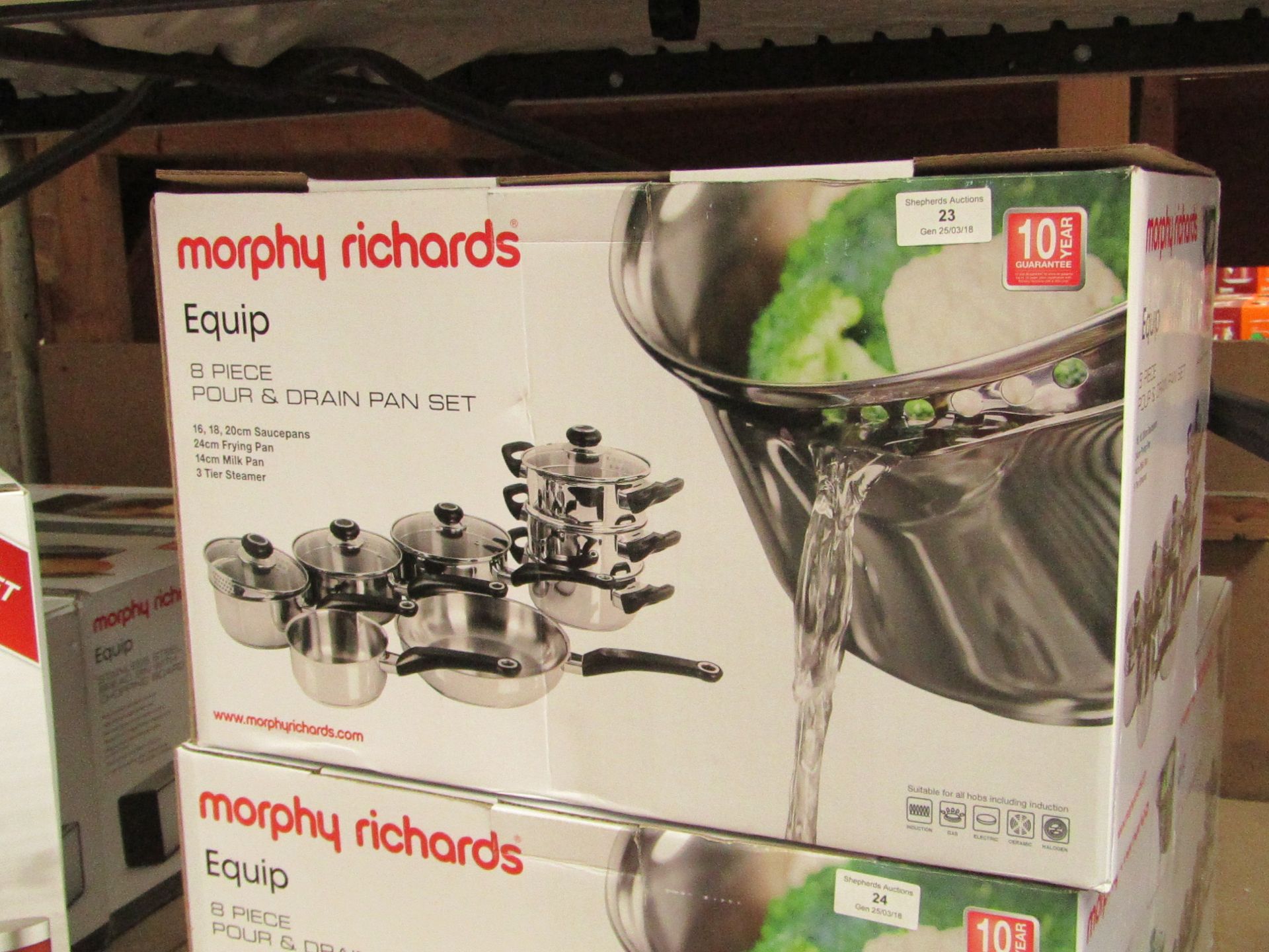 Morphy Richards Equip 8 piece pour and drain set, unchecked and boxed.