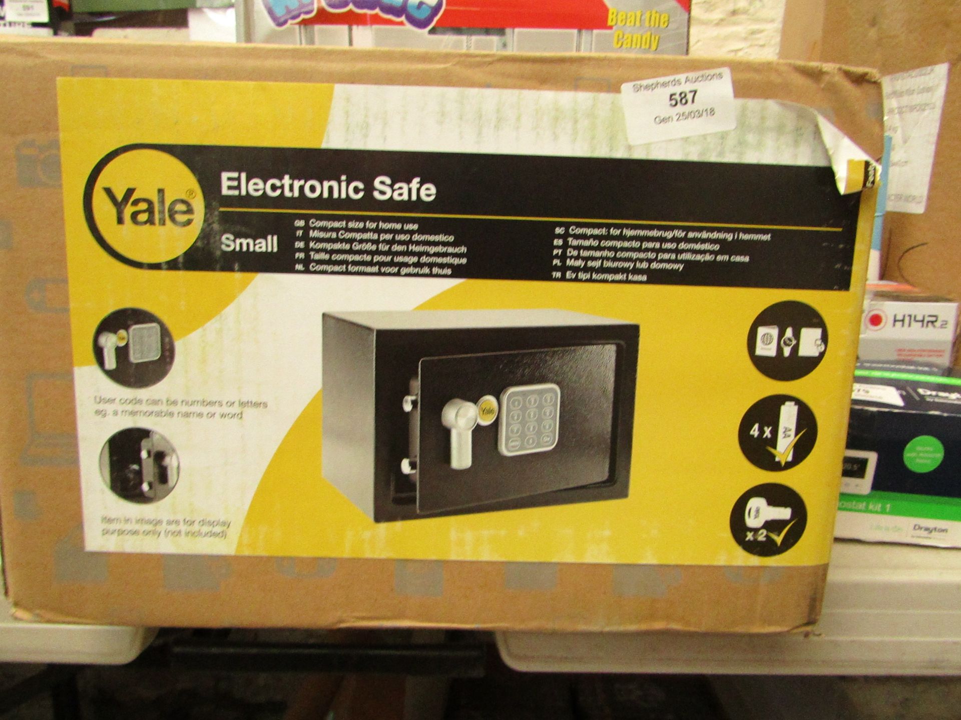 Yale electronic safe - small, unchecked and boxed.