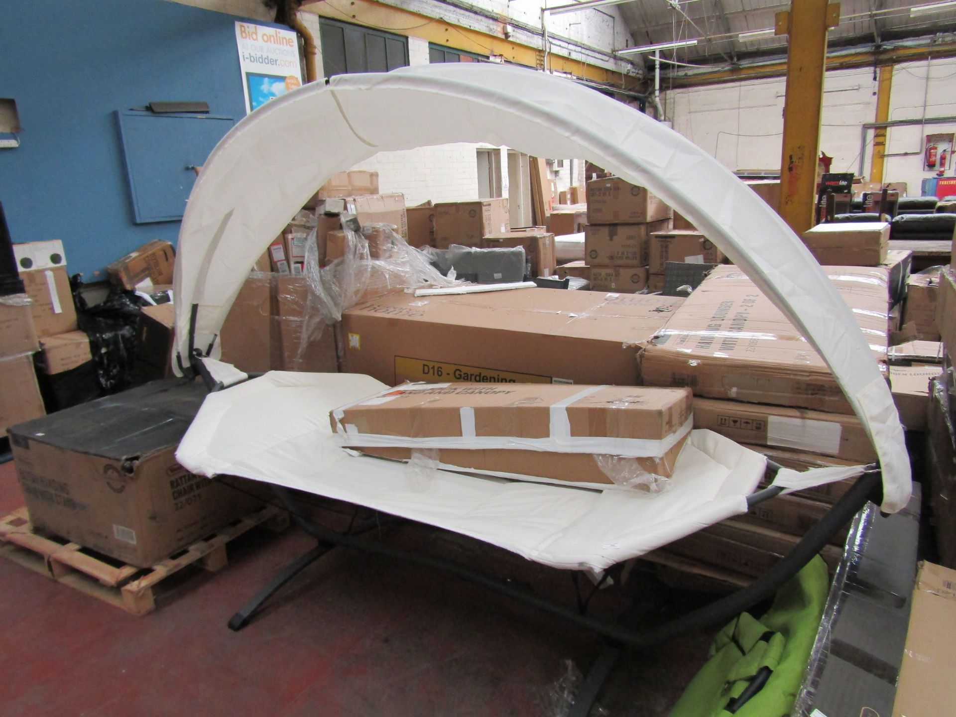 Hammock with canopy, this is the display and will either need to be transport via van or