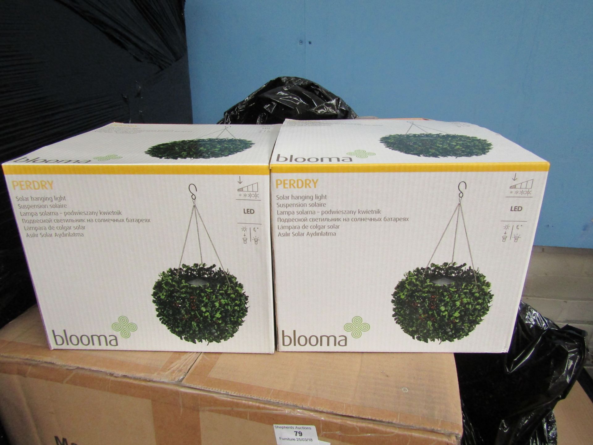 2x Blooma Perdry LED solar hanging Topiary balls, new and boxed - Image 2 of 2