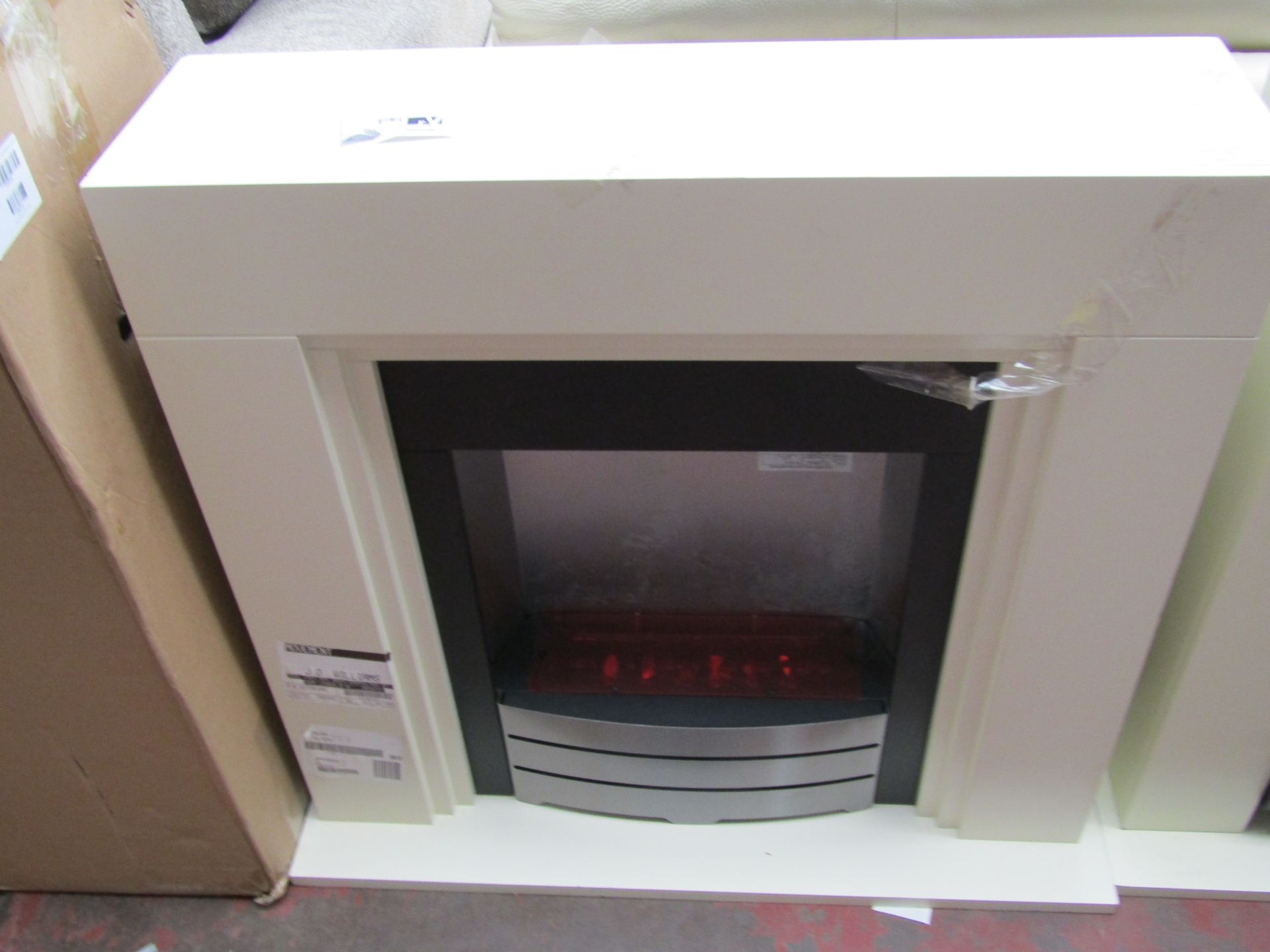 Warmlite York Chichester electric Fireplace Suite, tested working but the LED Lights Flash on and