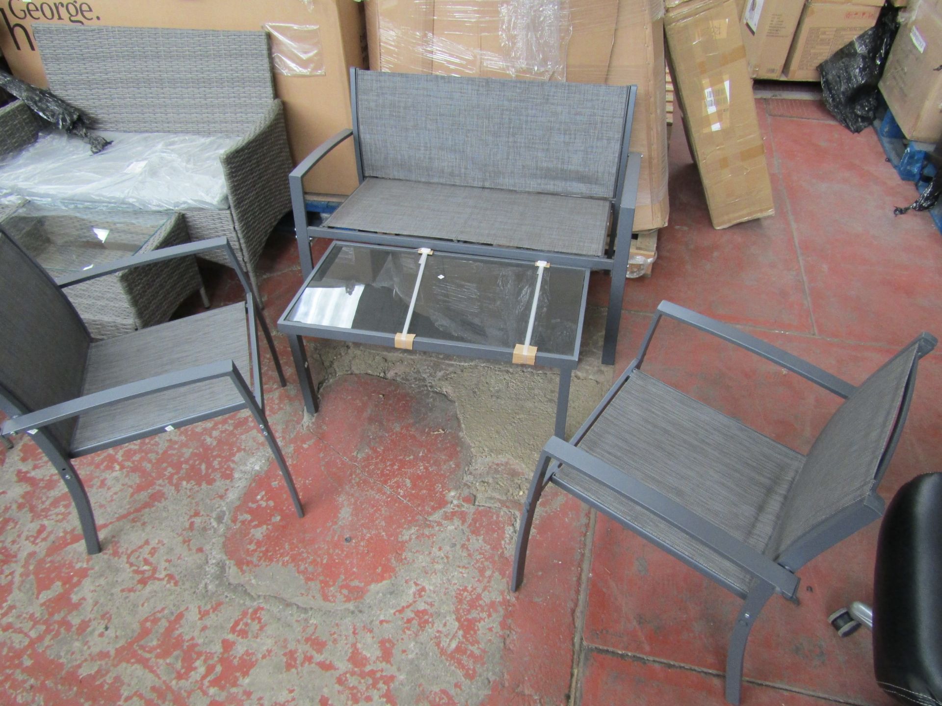 Textoline Conversation garden set, boxed and unchecked, please note by clicking to bid you agree - Image 2 of 2