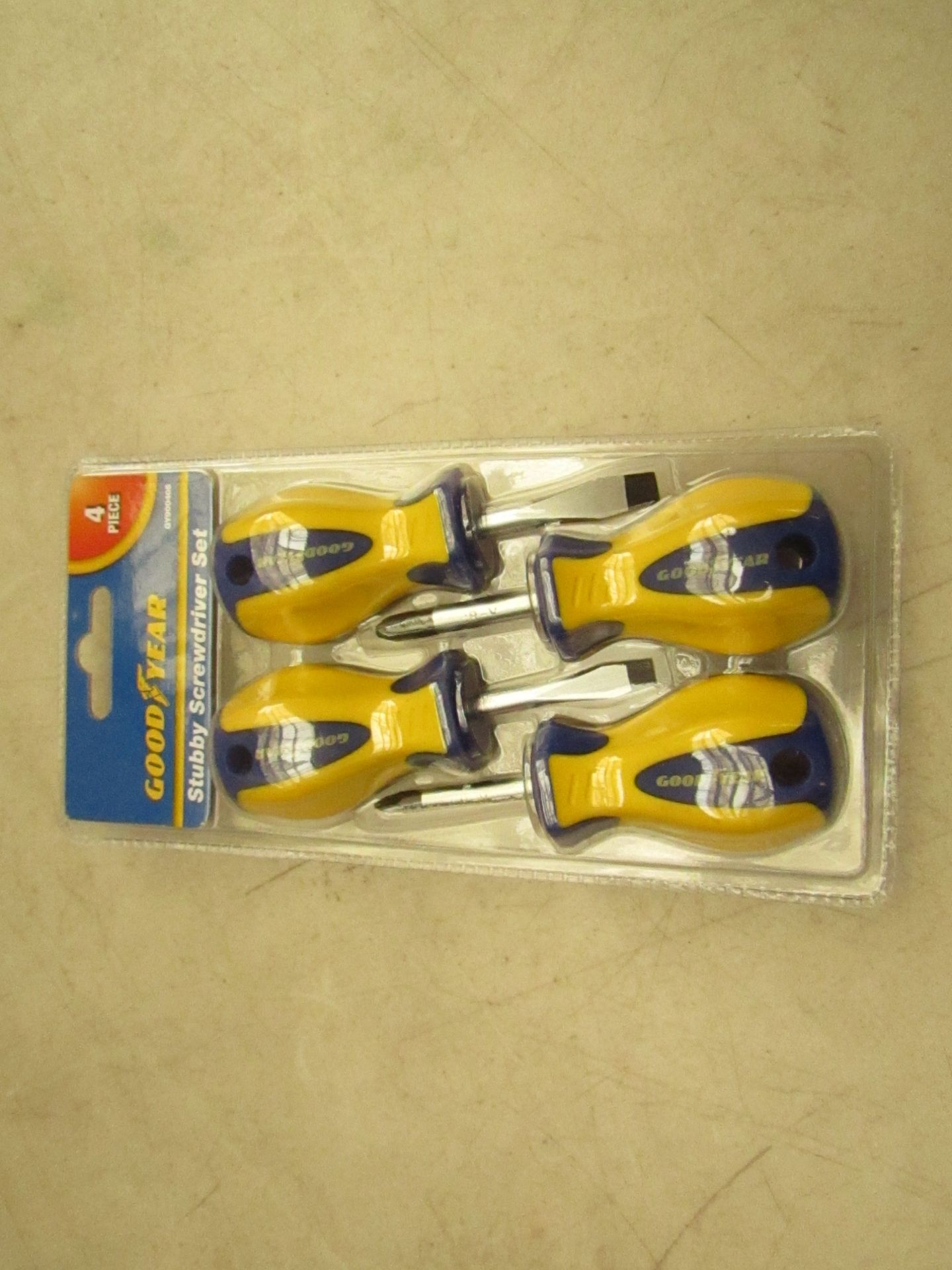 Good Year 4 piece stubby screwdriver set, new in packaging.