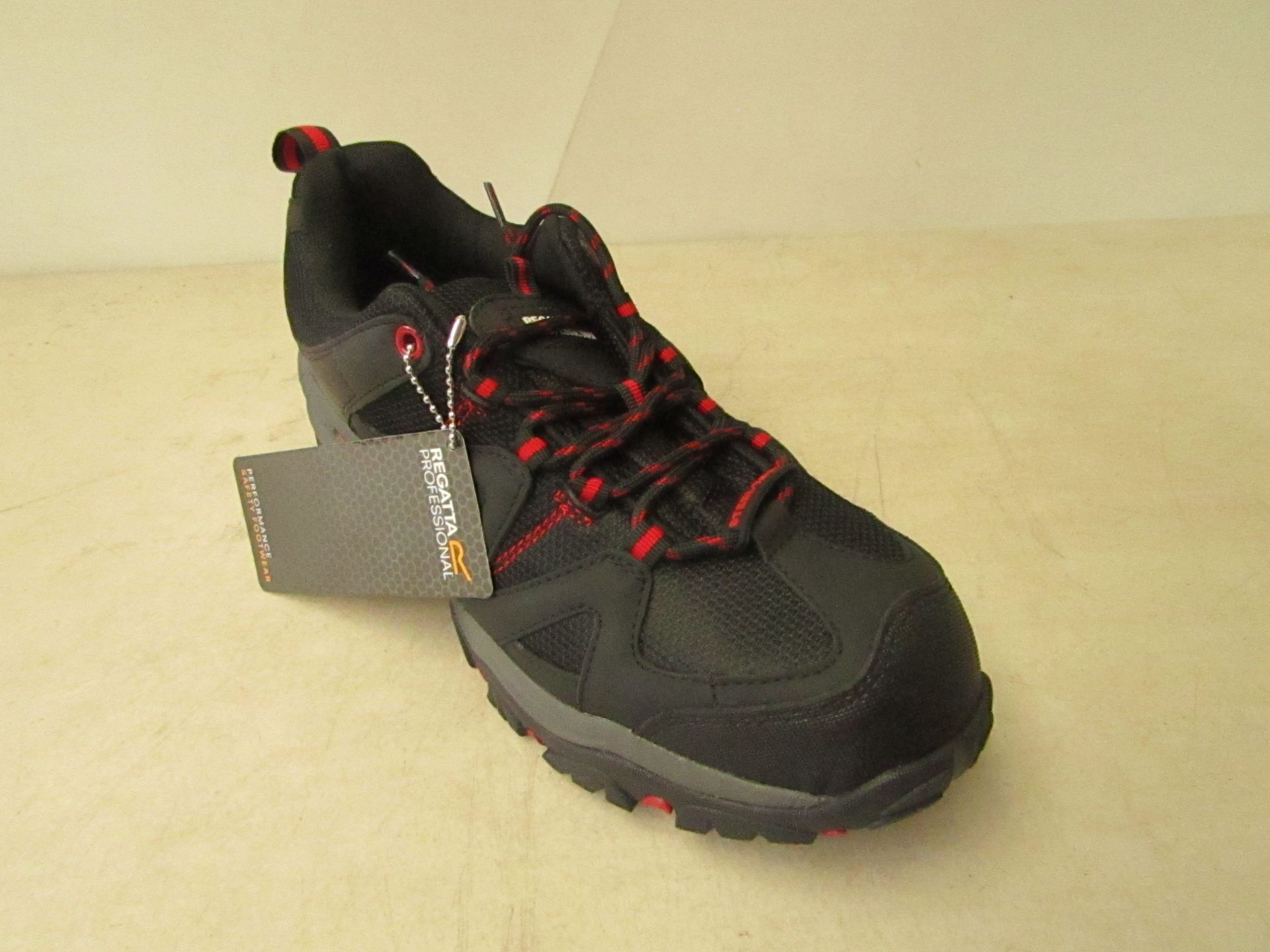 Regatta Professional Riverback safety trainers, black and red colour, size 10, new and boxed.