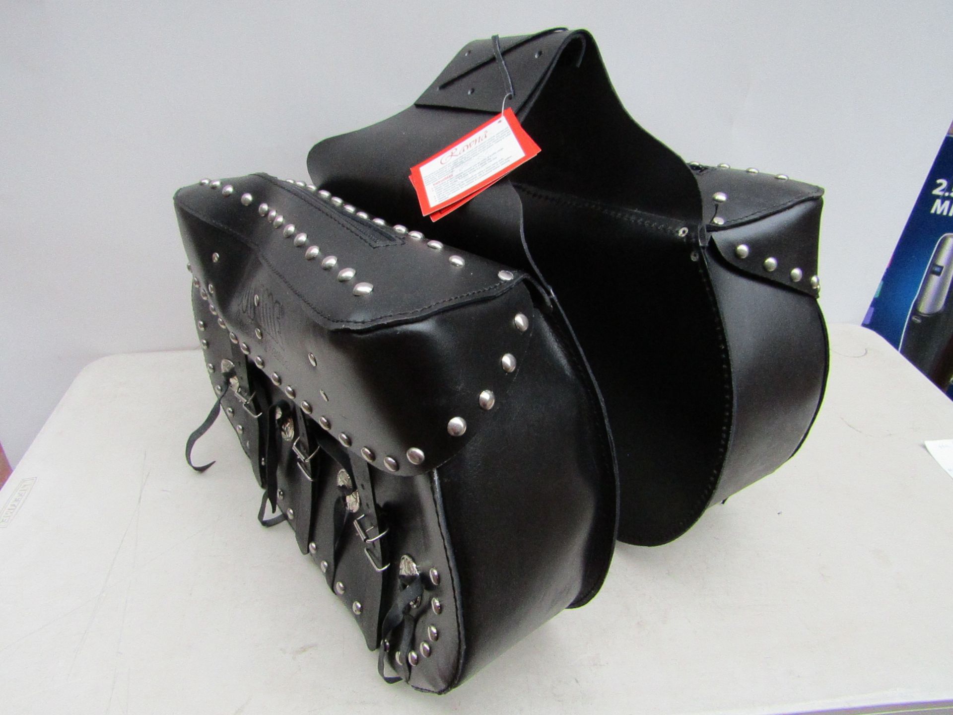 Pair (1 set) of Sublime leather motorcycle Saddle bags, These have been stored in a damp unit but