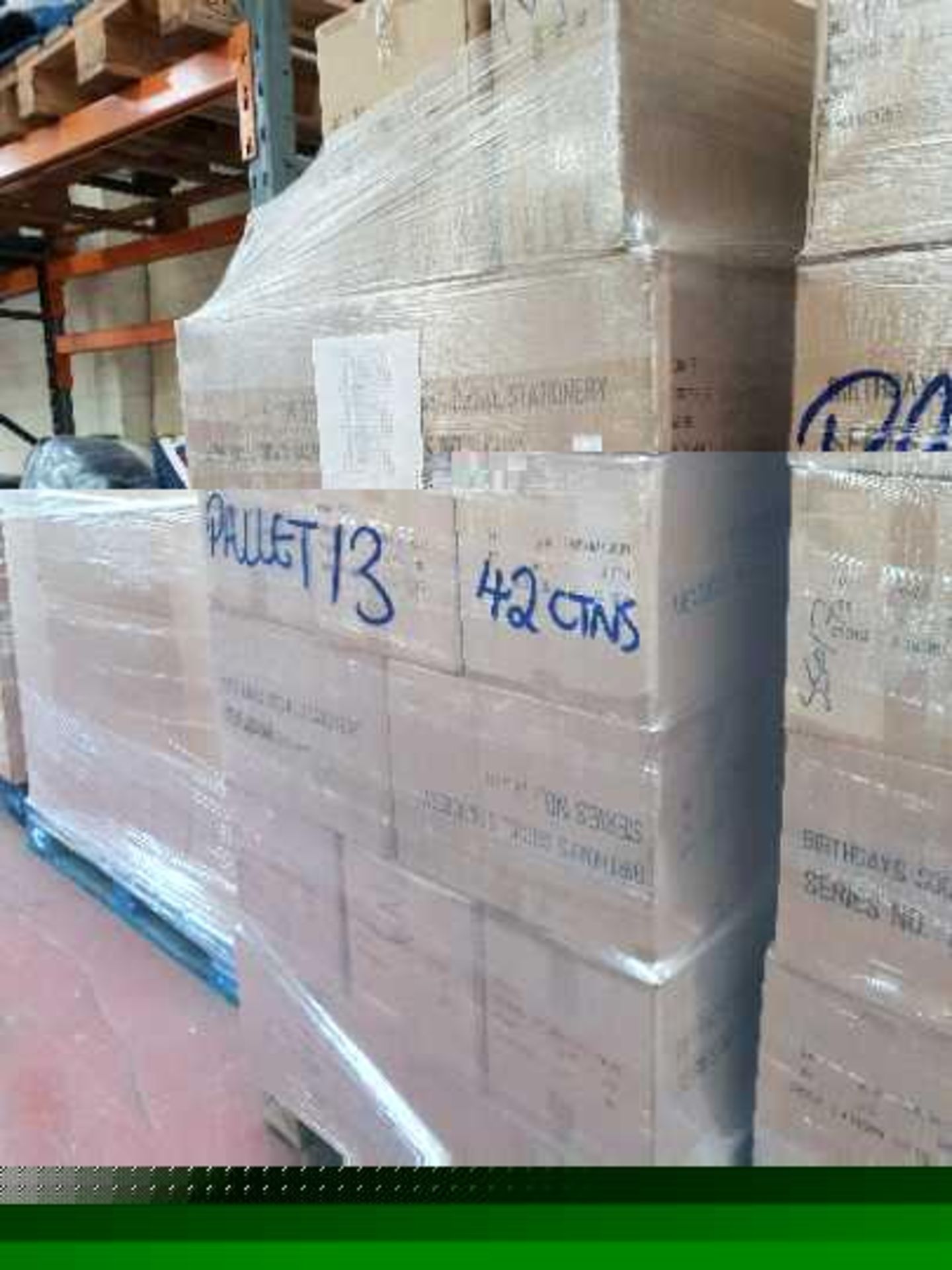 Pallet of 42 Cartons of Various Greeting cards, each carton has approx 72 packs of multiple cards,