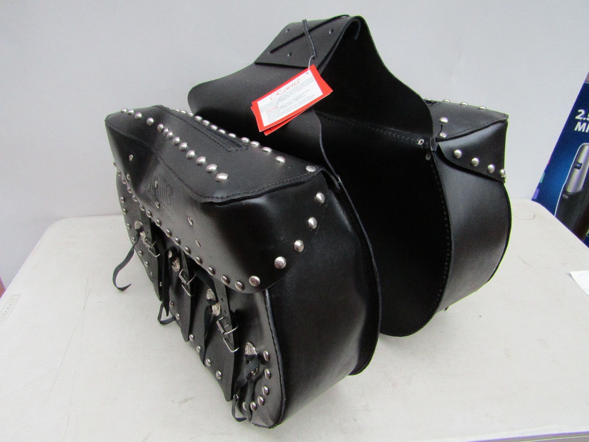 Pair (1 set) of Sublime leather motorcycle Saddle bags, These have been stored in a damp unit but