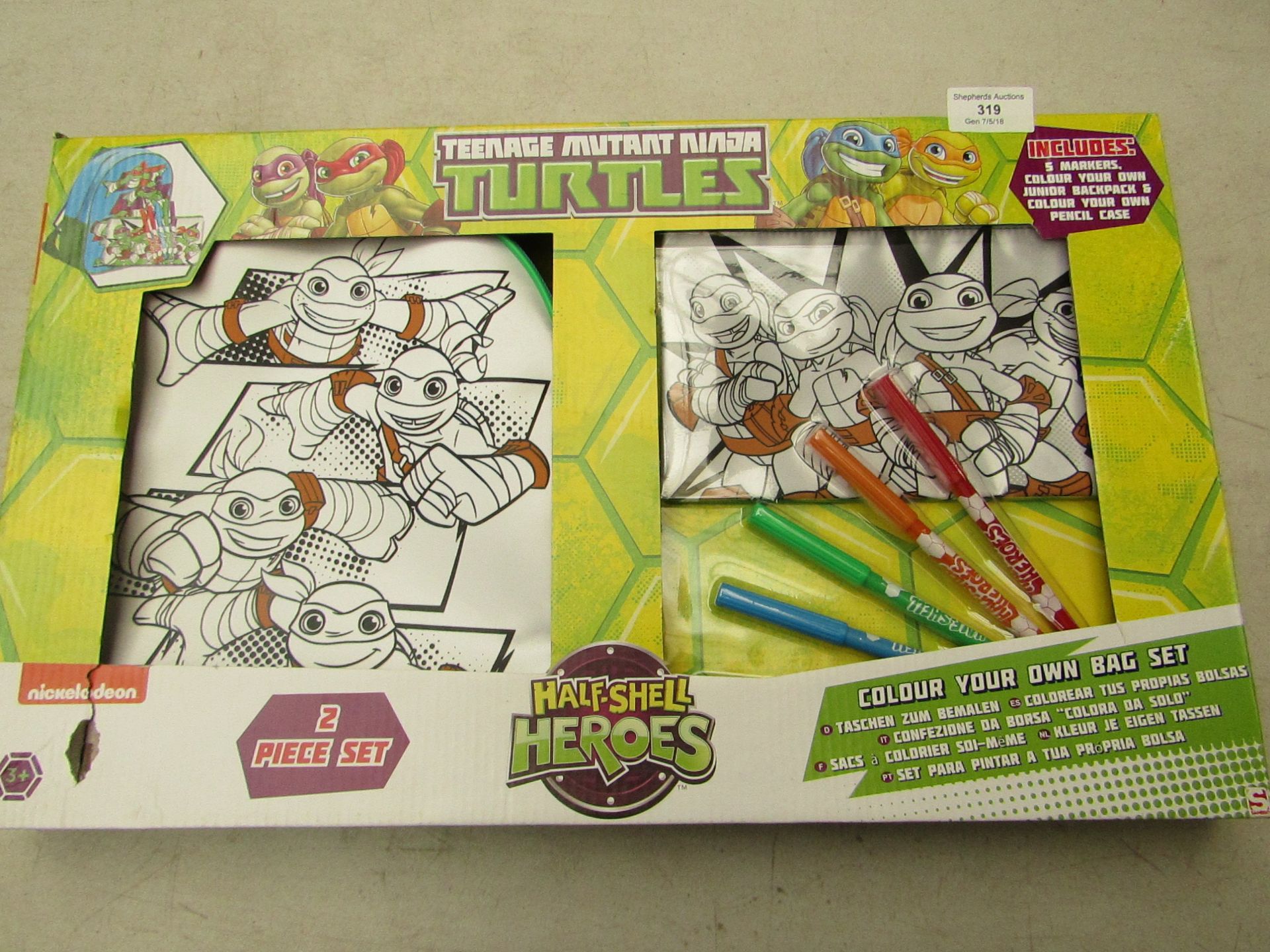 Teenage Mutant Ninja Turtles colour your own bag set, new and packaged.