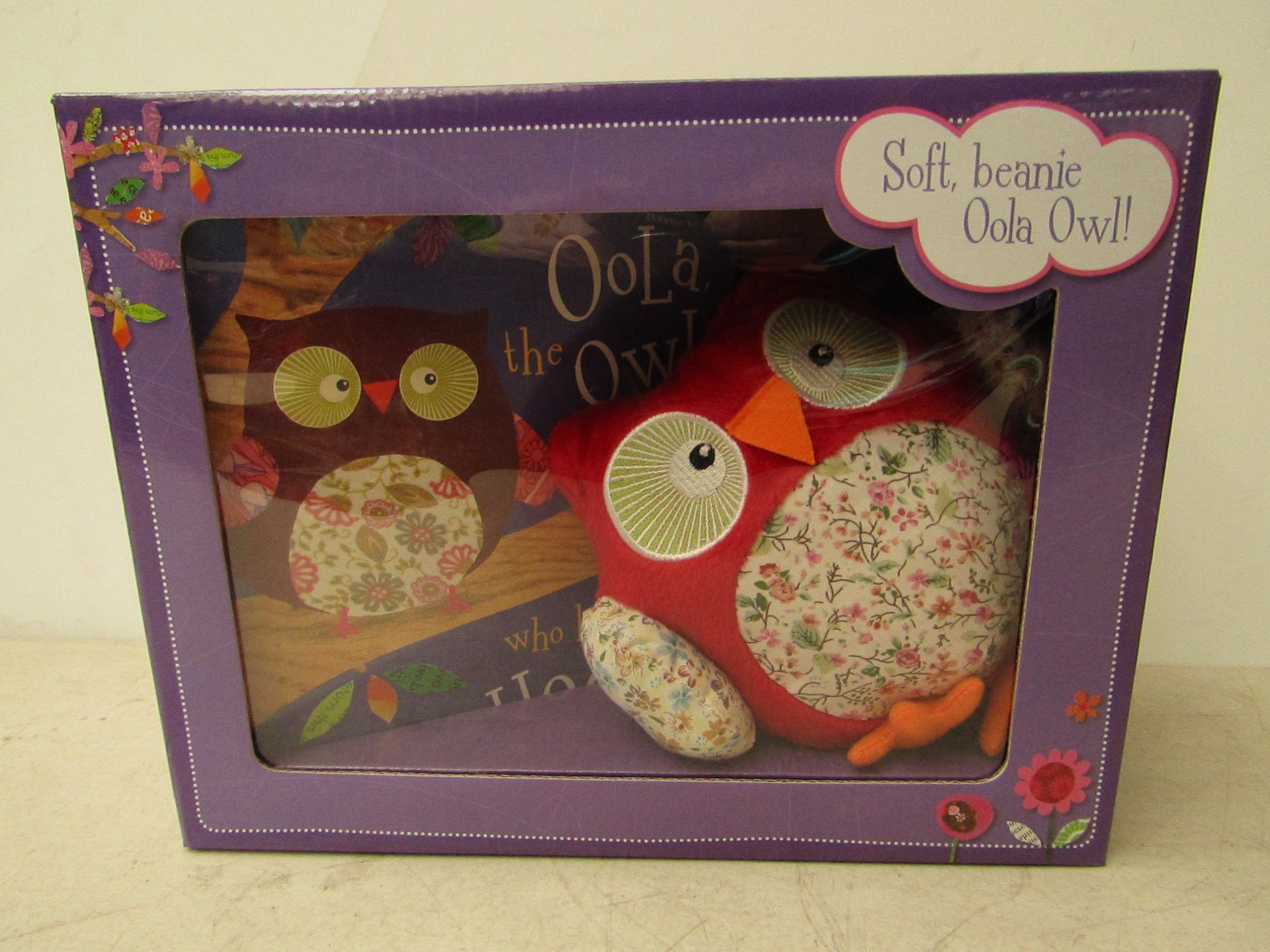 Soft beanie oola owl toy and book set, new and boxed.