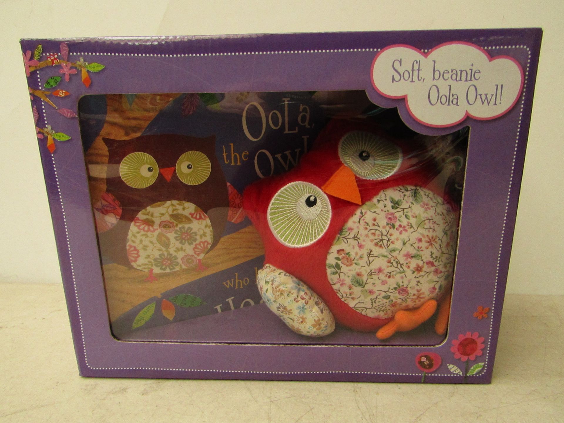 Soft beanie oola owl toy and book set, new and boxed.
