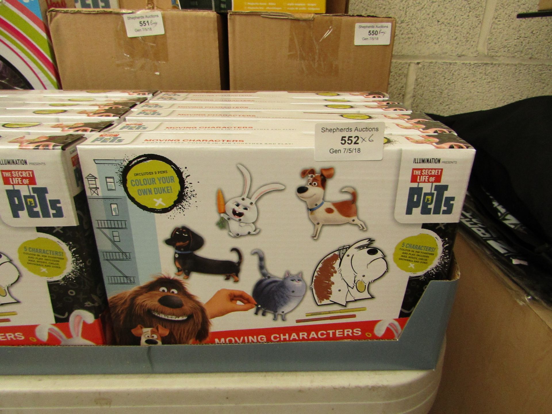 6x The Secret Life of Pets moving characters sets, all new and boxed.