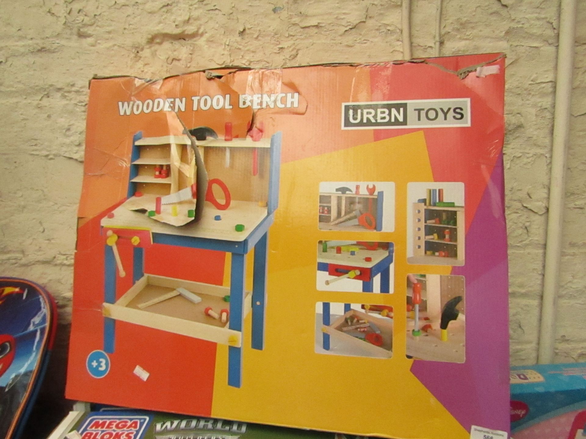 Urban Toys wooden tool bench, new and boxed.