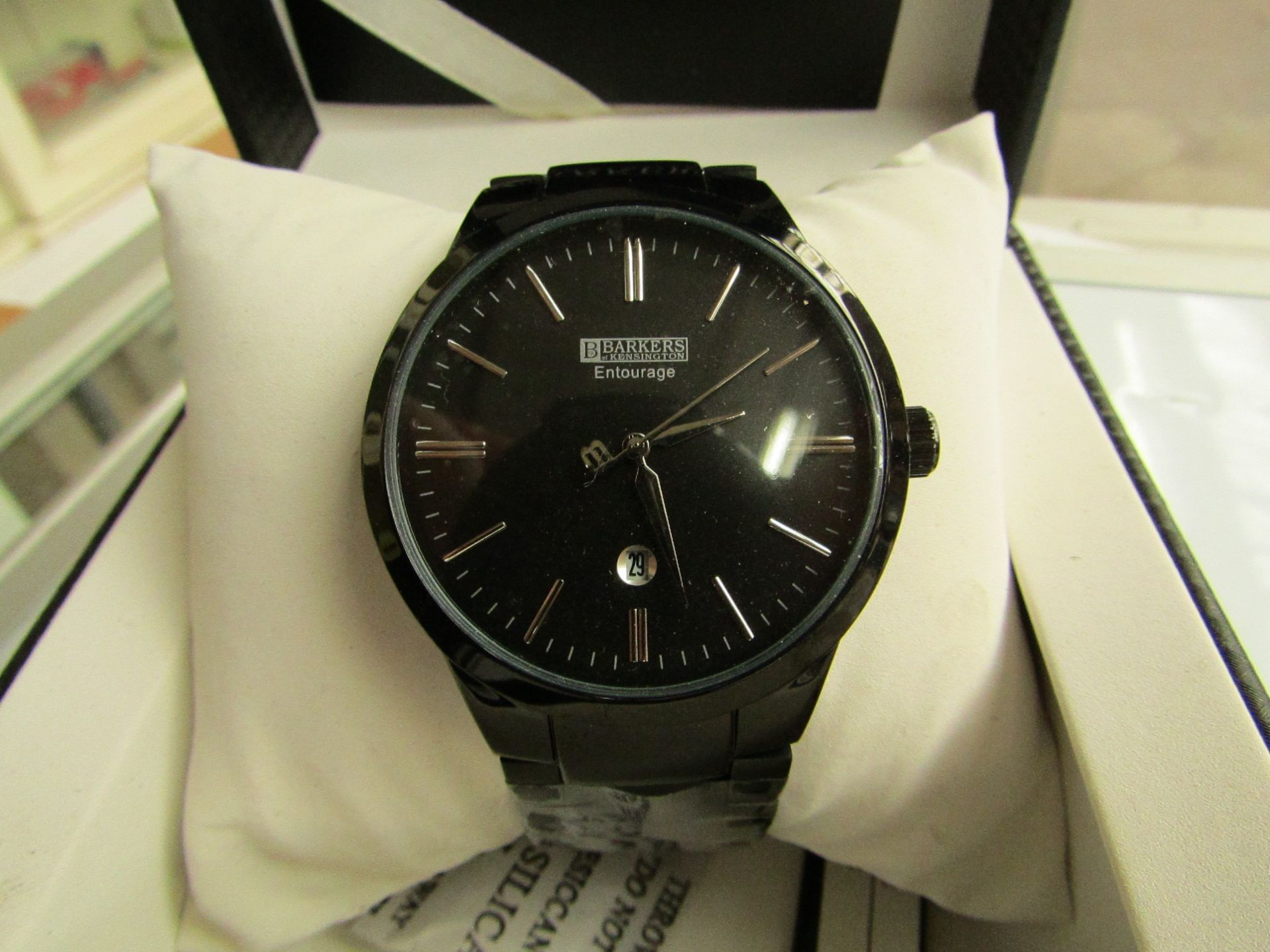 Model: Entourage Silver (SRP GBP385) Description Dial: Black with calendar window Indices: Silver