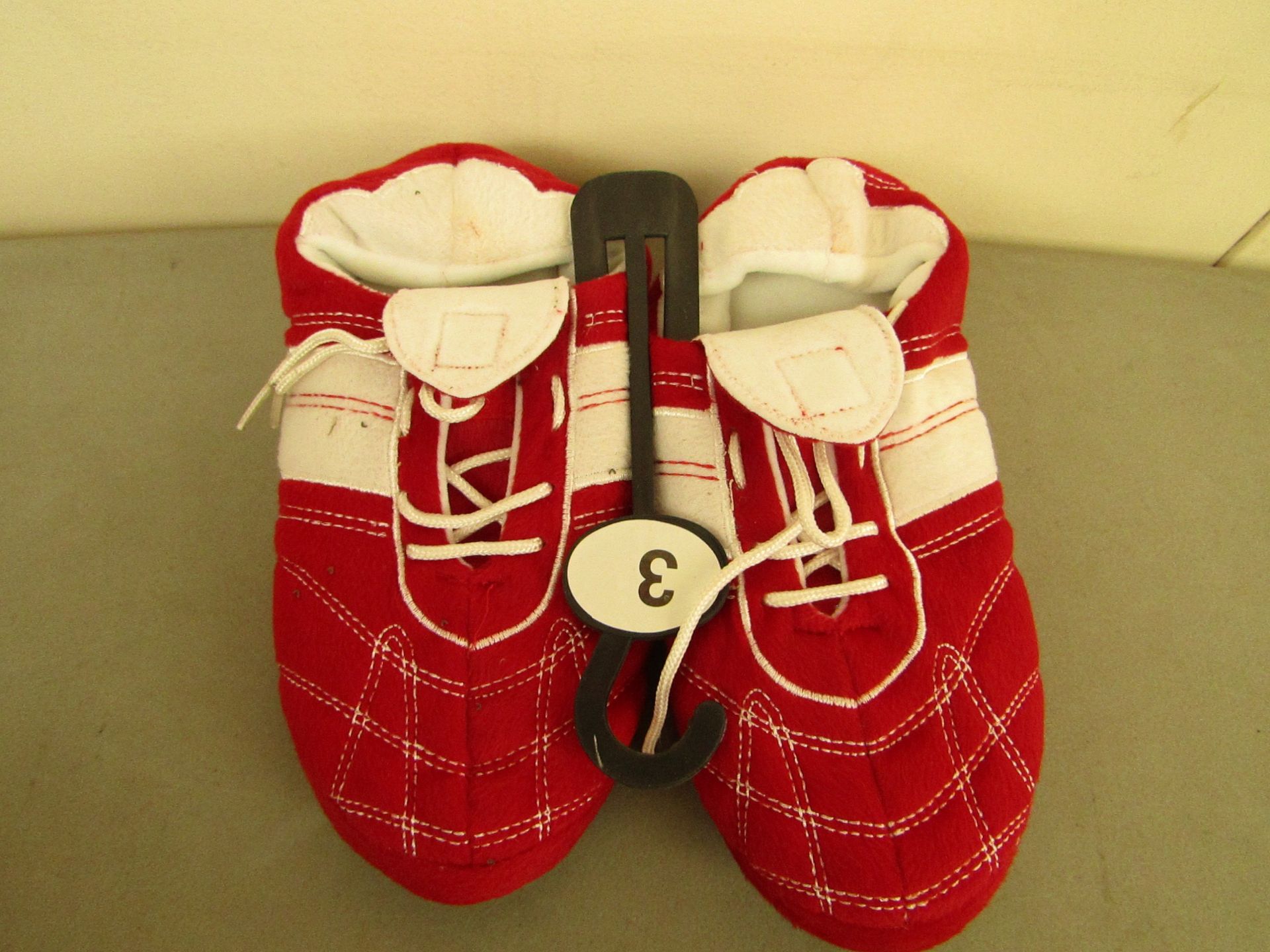 4X Football Themed Slippers  red/white all size 3 new in packaging