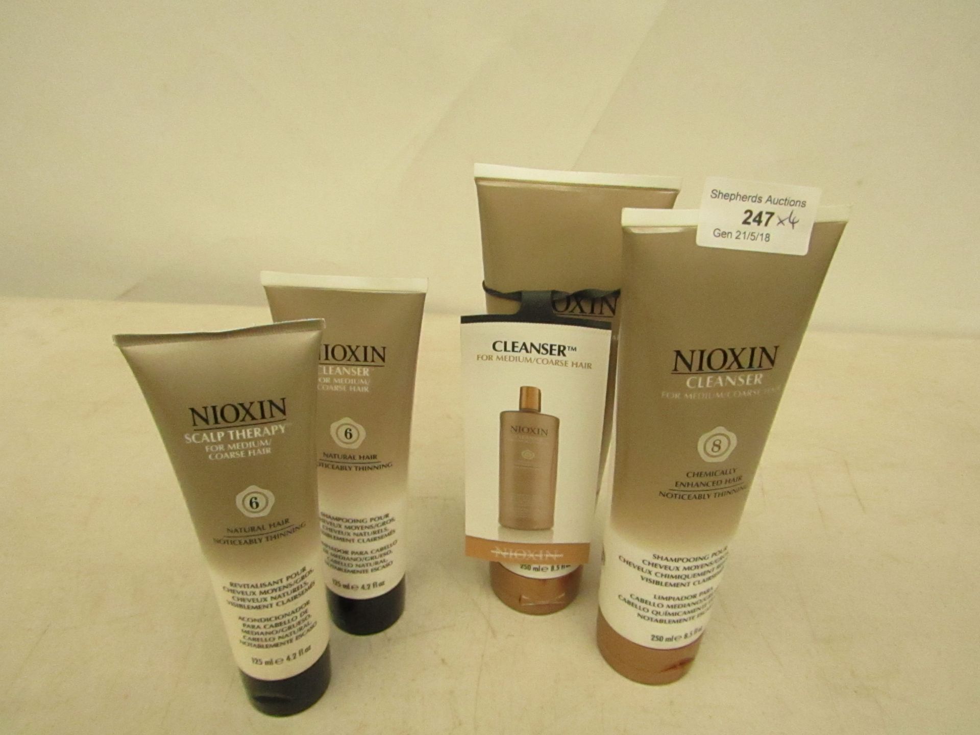 4x Items being.  - 2x 250ml Nioxin shampoo for hair thinning. - 2x 125ml Nioxin shampoo for hair