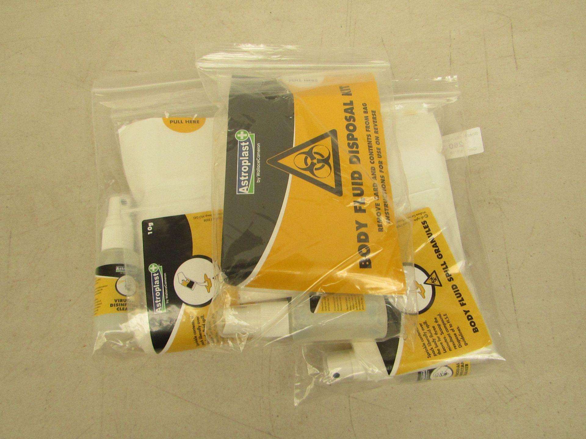 3x Astroplast body fluid disposable kit, all new and packaged.