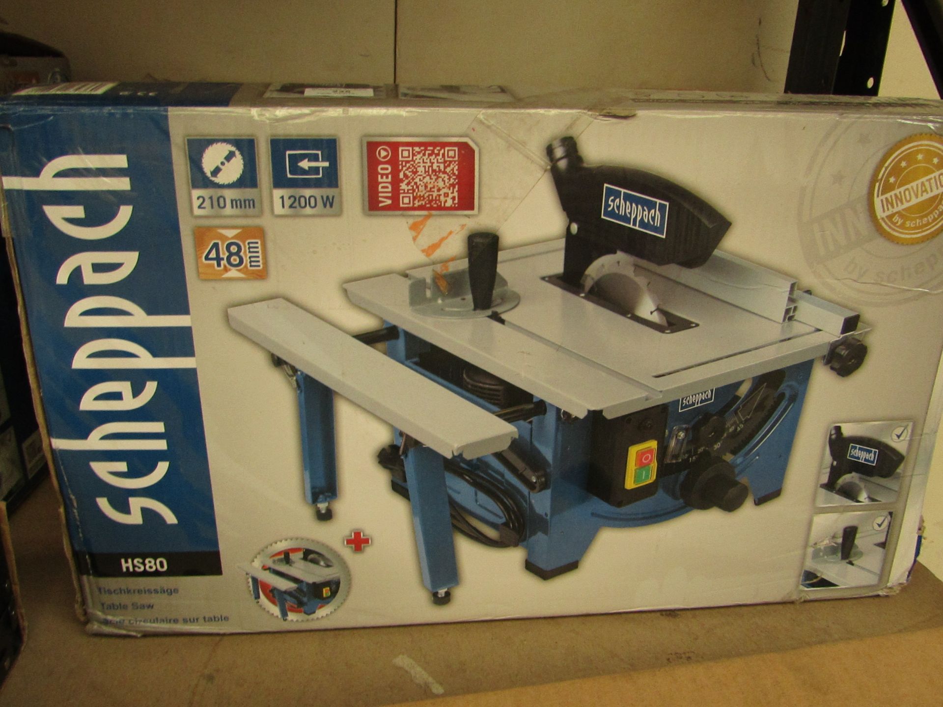 Scheppach HS80 table top saw bench 240v (17kg), tested working, RRP £110 and boxed