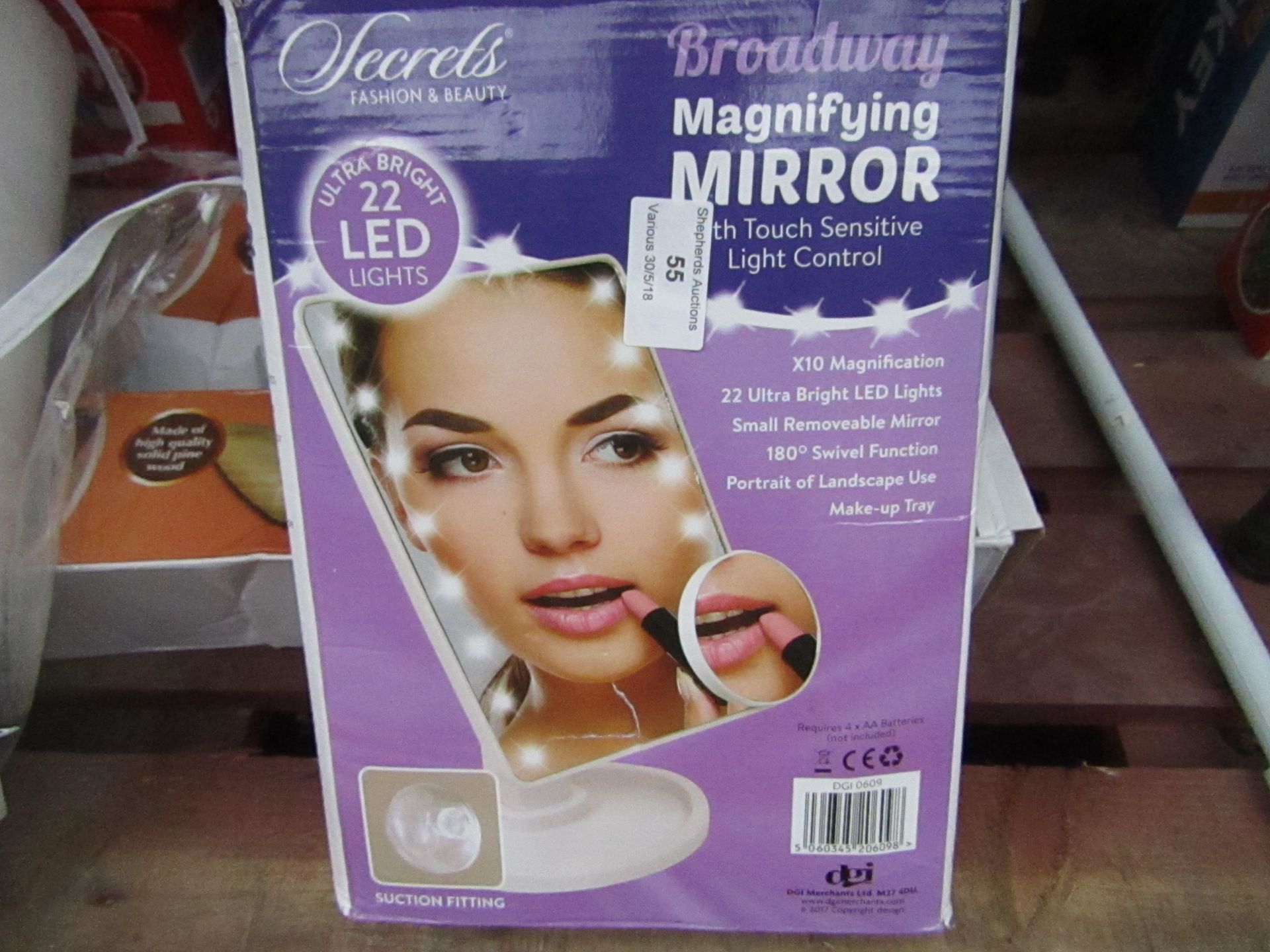 Broadway magnifying mirror, unchecked and boxed.