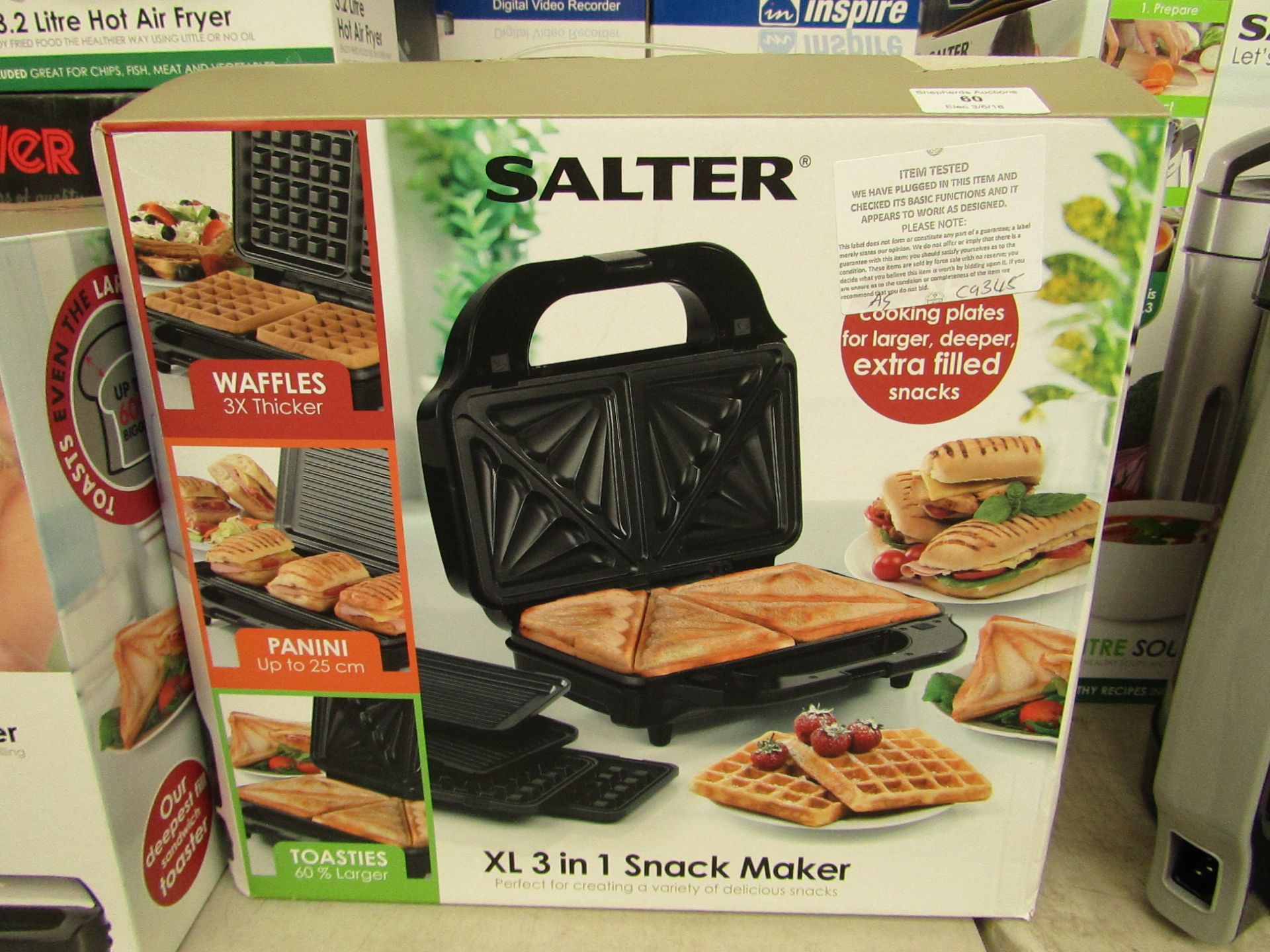 Salter XL 3 in 1 Snack Maker, boxed and tested working