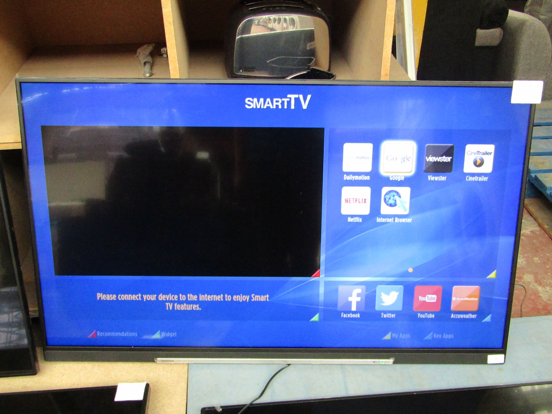 Toshiba 49U7763DB 49" 4K,LCD colour smart TV. Tested working but does not come with stand or