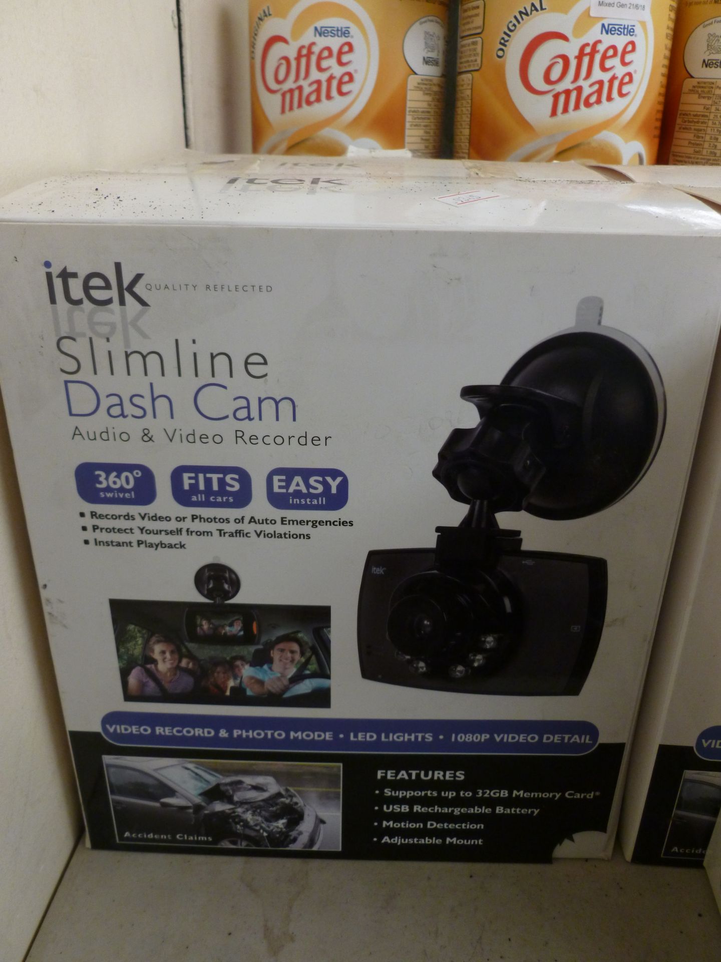 Itek slimline dash cam audio and video recorder, untested and boxed.