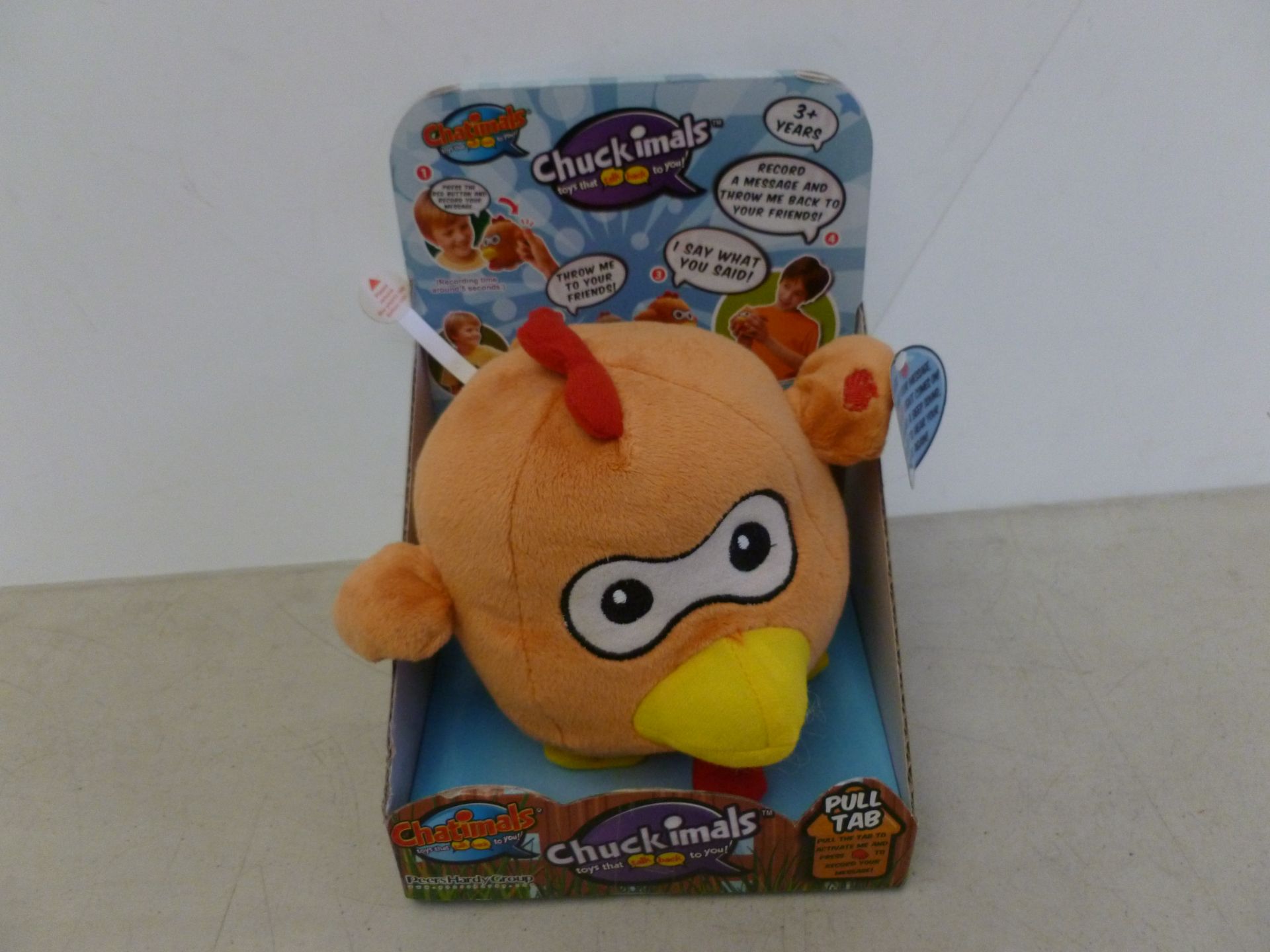 2x Chuckimals interactive soft toys, you record a message then it back to your friends