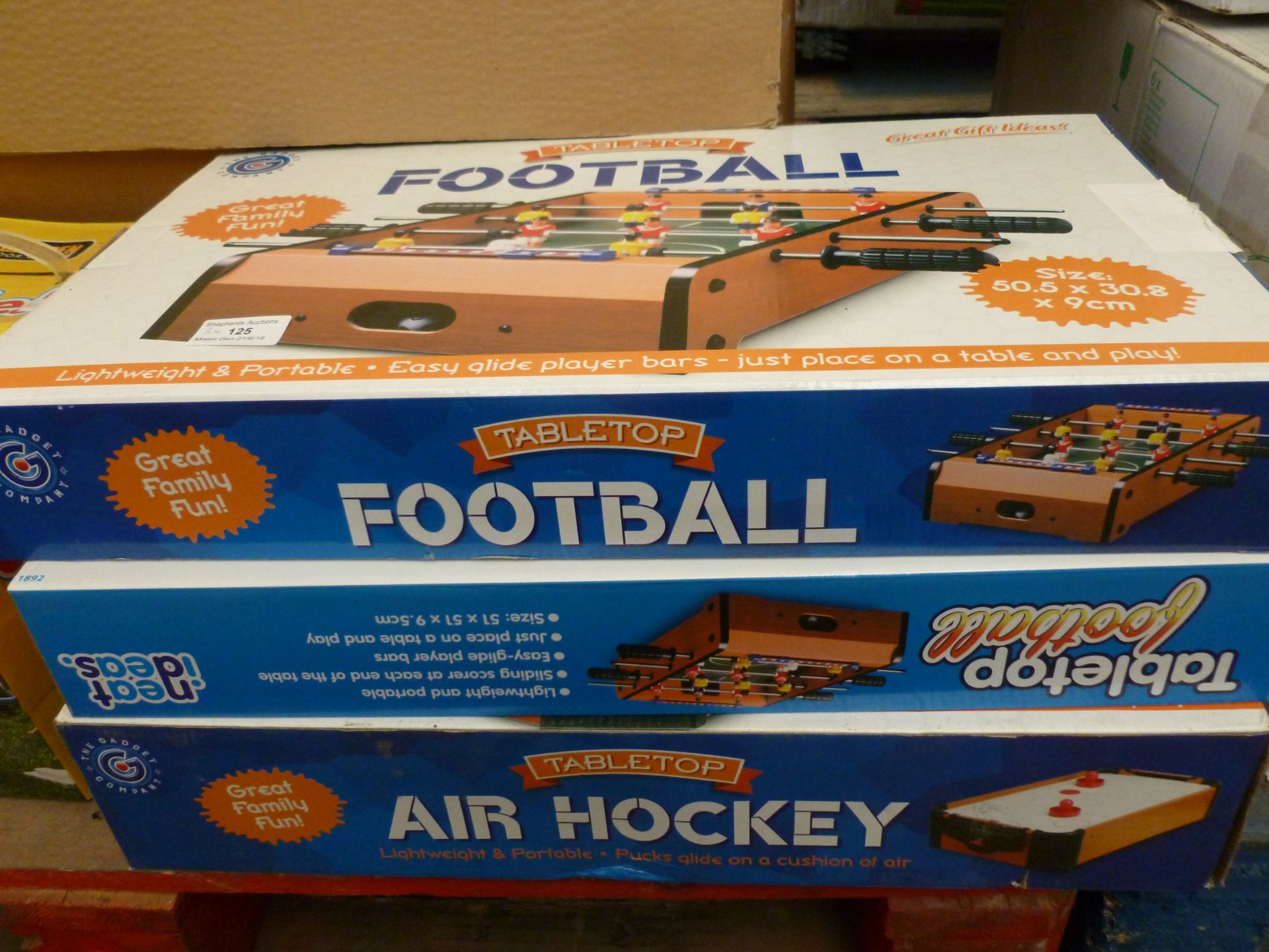 3x Table top Football Games boxed and unchecked