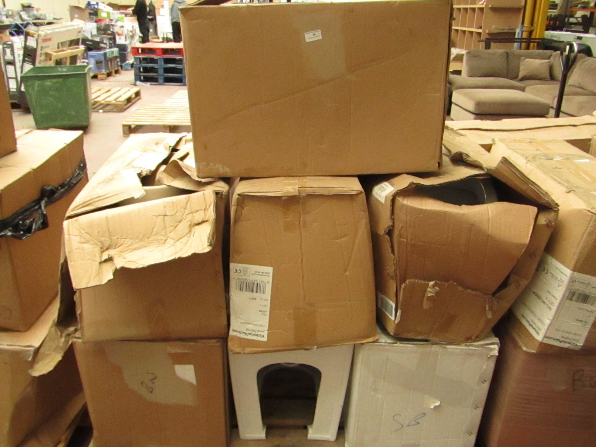 Pallet of 7 Various Toilet pans.