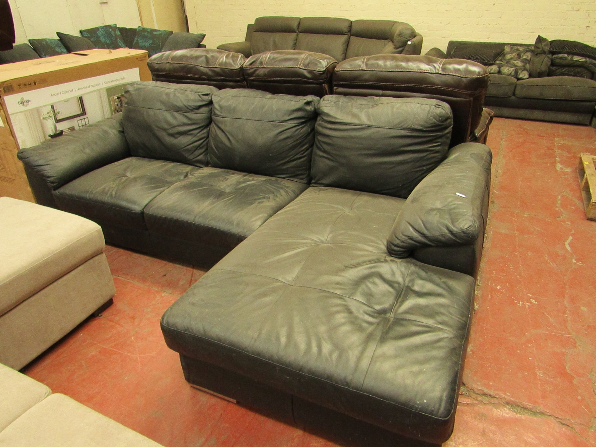 Designer 3 Seater Chaise leather style Sofa