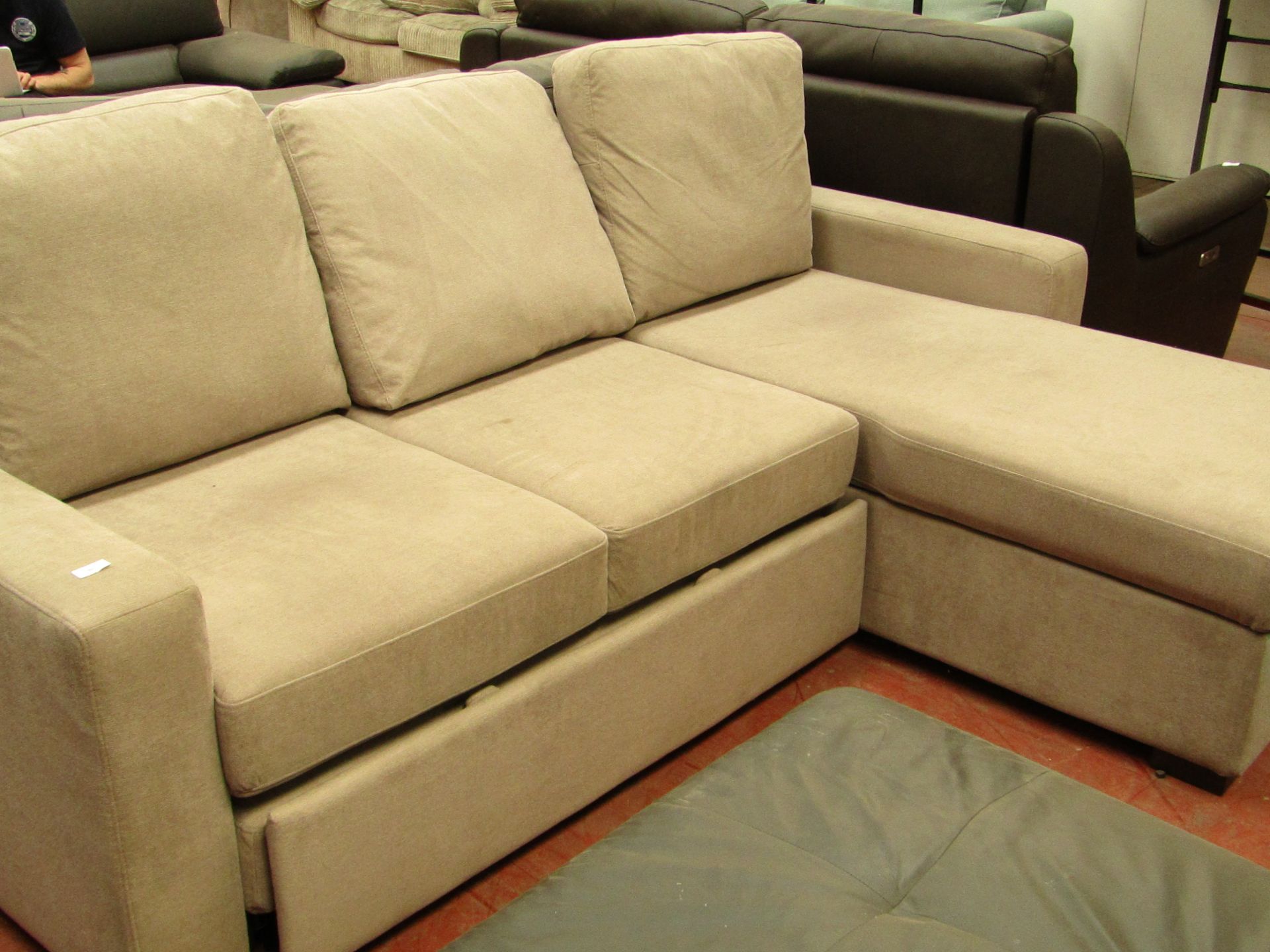 Polaski 3 Seater Pull out Sofa Bed Chaise with Built in Ottoman under chaise, mechanism is fully - Image 2 of 2