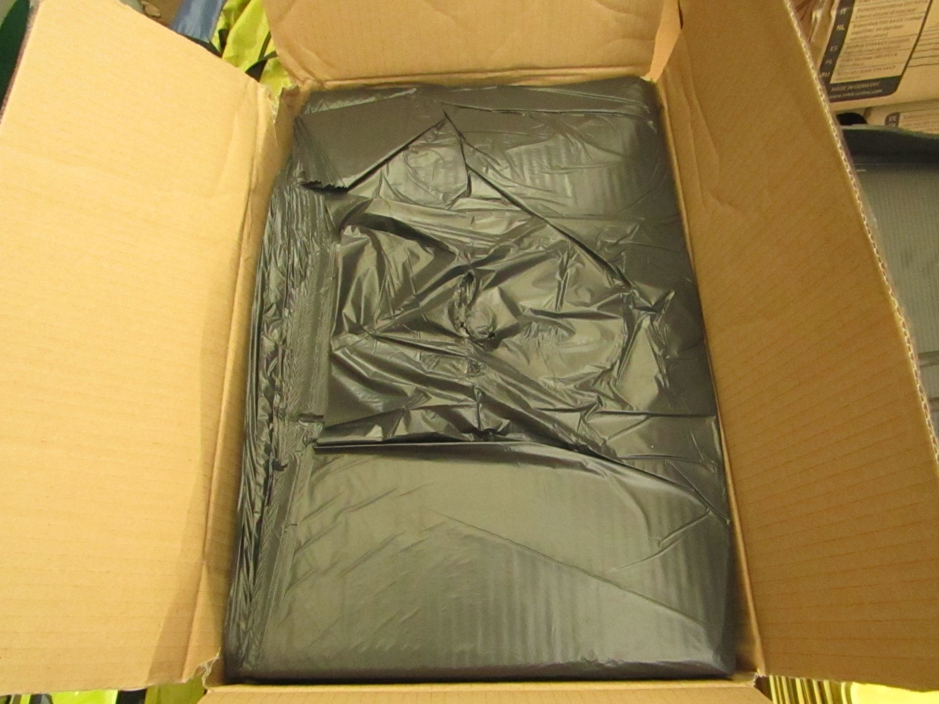Box of 100x Paclan light duty black wheelie bin bin liners, new and boxed.