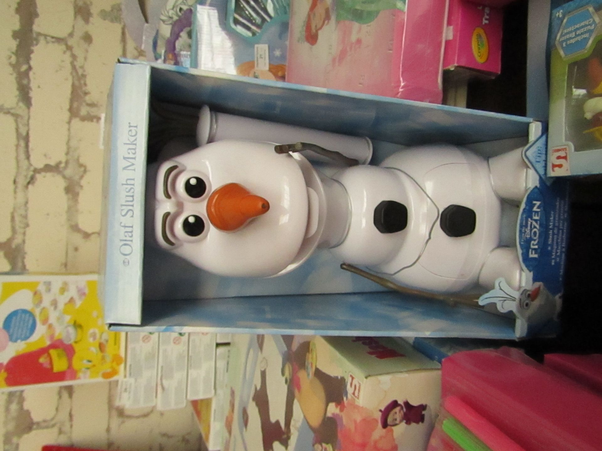 Disney Frozen Olaf slush maker, no visible damage and packaged.