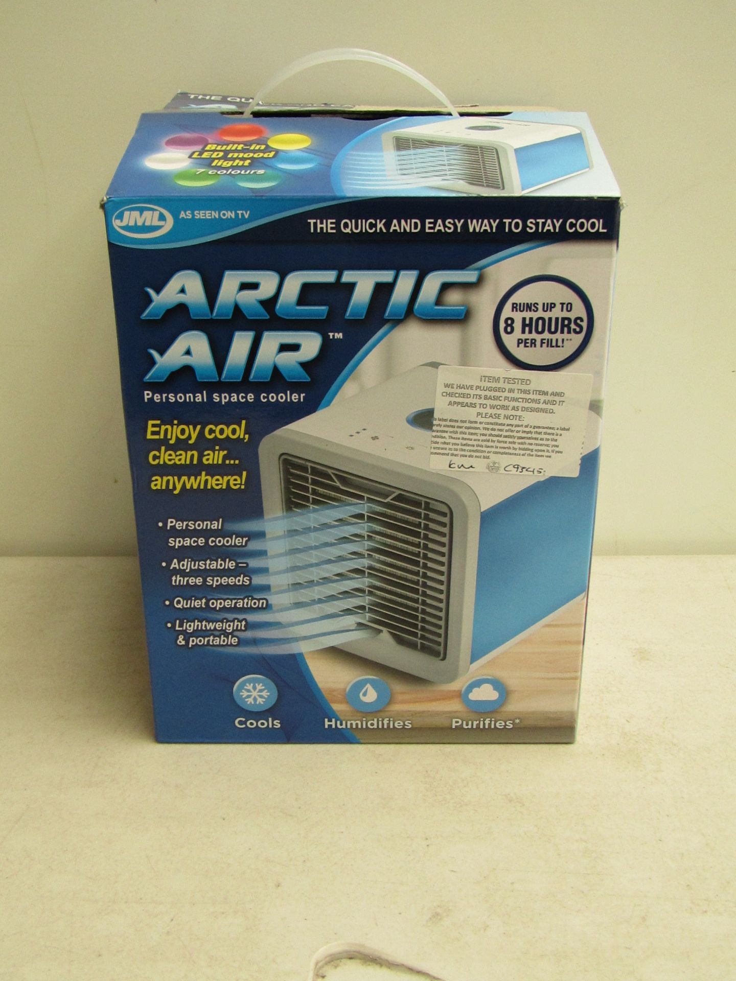 JML arctic air personal space cooler, tested working and boxed